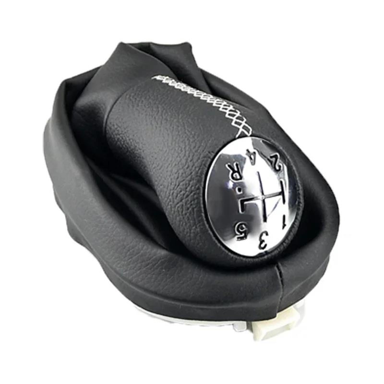 POANBCGY 5 Speed Leather Gear Shift Knob Lever Shifter Boot Cover for Renault Clio 2 II for Megane 2 II for Kangoo Replacement Parts(White Stitching Suit)