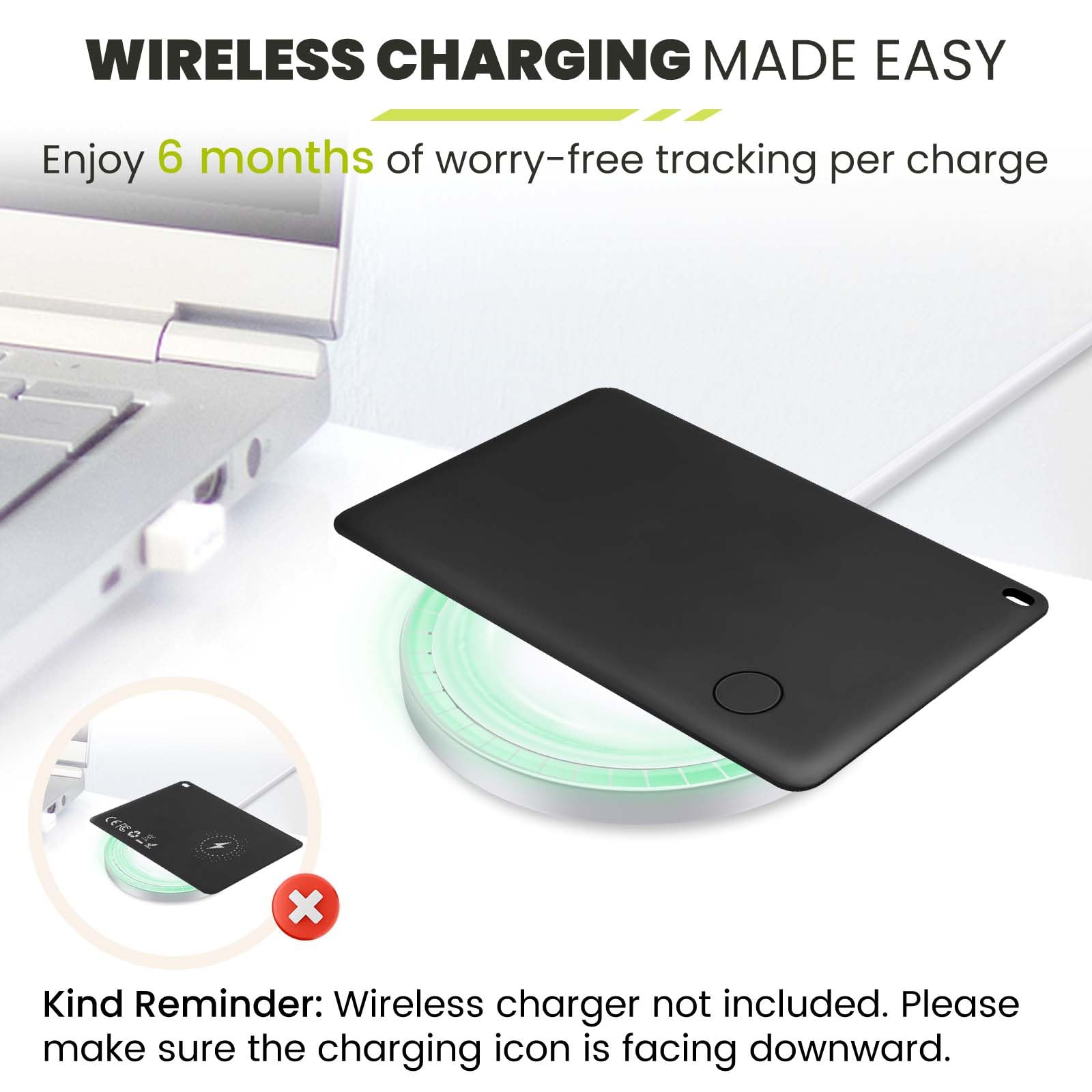 Scheda di monitoraggio del portafoglio compatibile con Find My, scheda di tracciamento Bluetooth per portafoglio, ultra sottile, ricarica wireless, cercatore di chiavi impermeabile e tracker