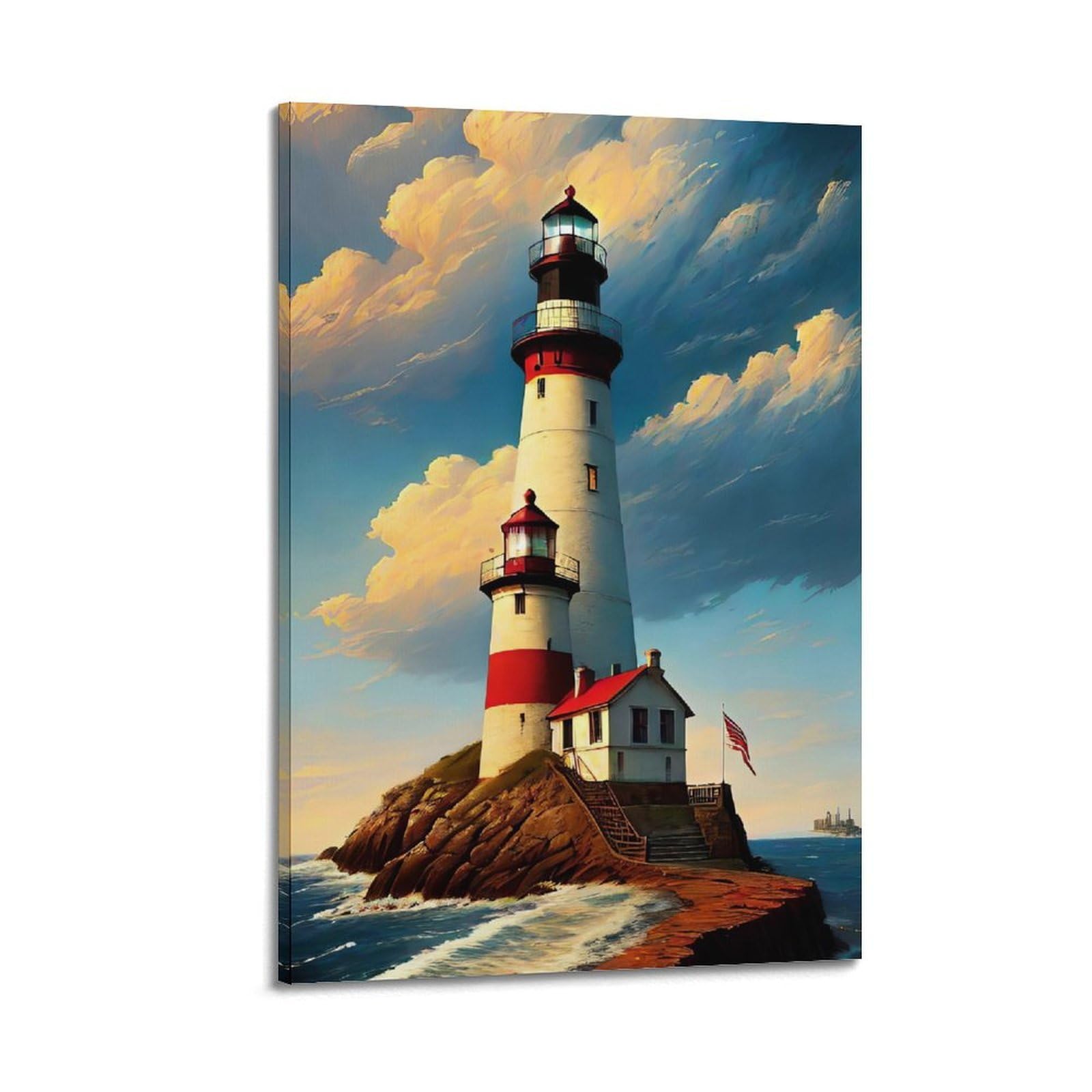CXHJCA Lighthouse Poster Celestial Lighthouse on The Edge Poster Decorative Painting Canvas Wall Posters And Art Picture Print Modern Family Bedroom Decor Posters 12x18inch(30x45cm)
