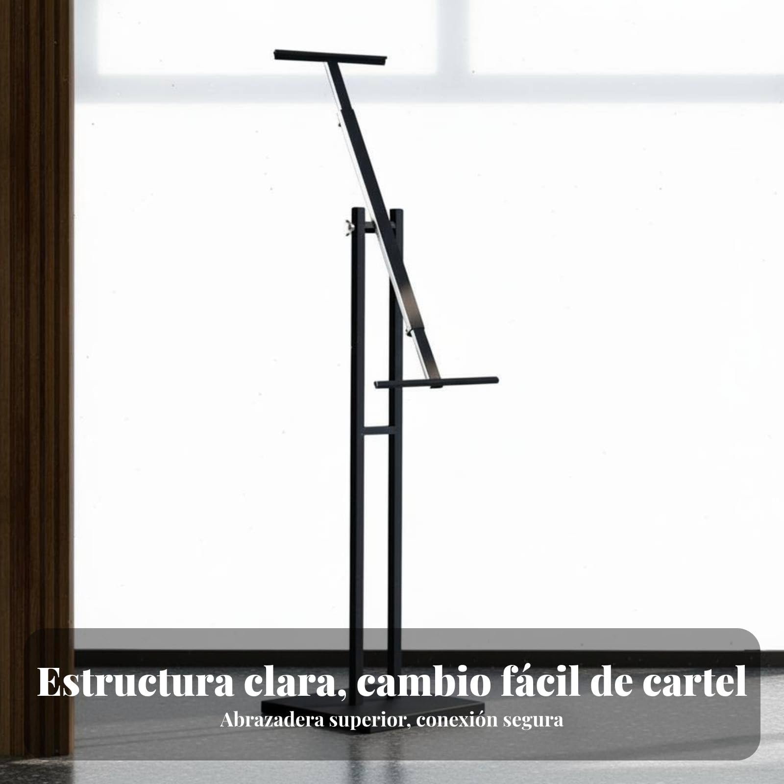 Soporte para Carteles Soporte de Póster Cartelera Expositora Atril Publicitario de Metal con Base Pesada Ajustable Montaje Rápido Adecuado para , Negro , Liso Pesado