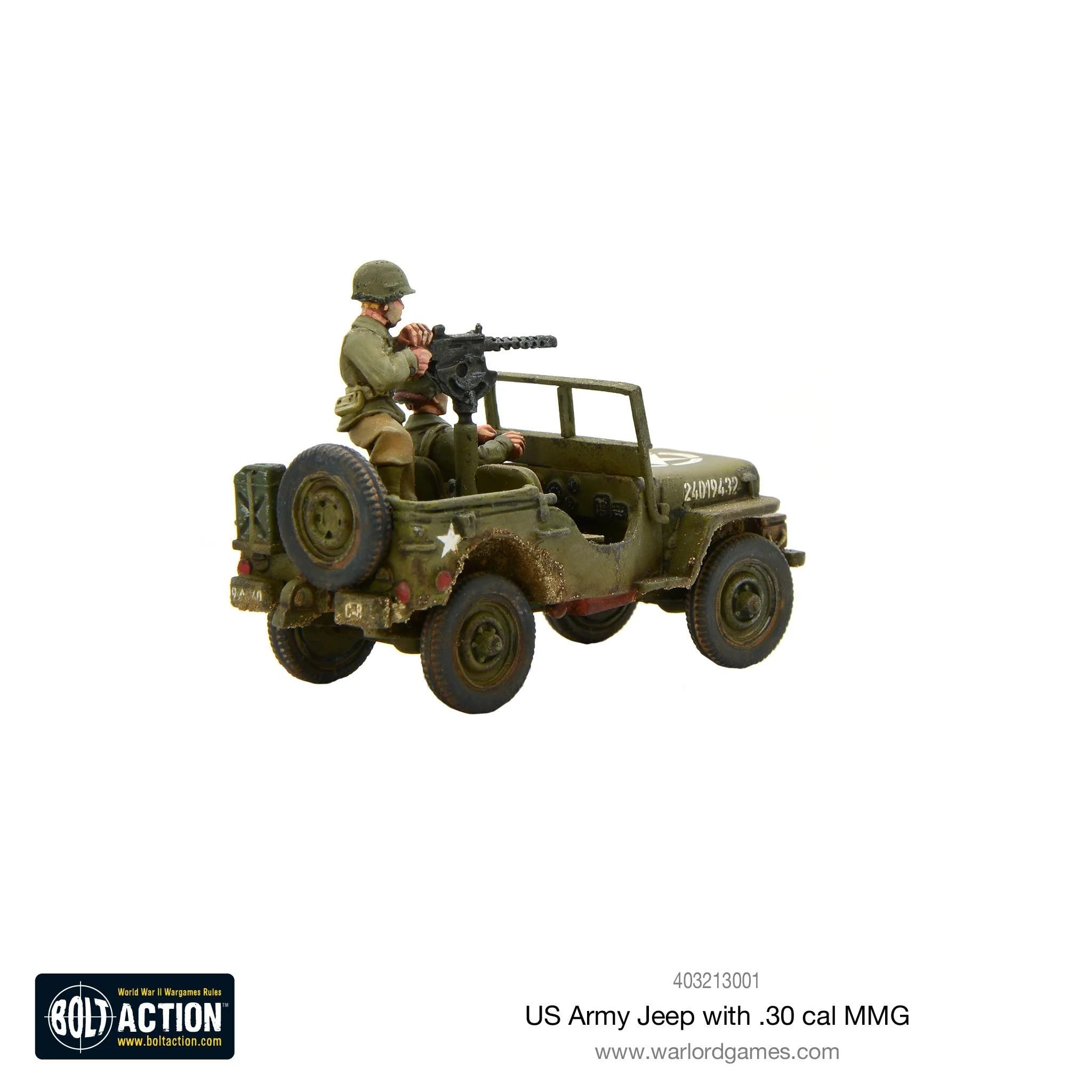 Bolt Action Warlord Games, miniatures - US Army Jeep with 30 Cal MMG