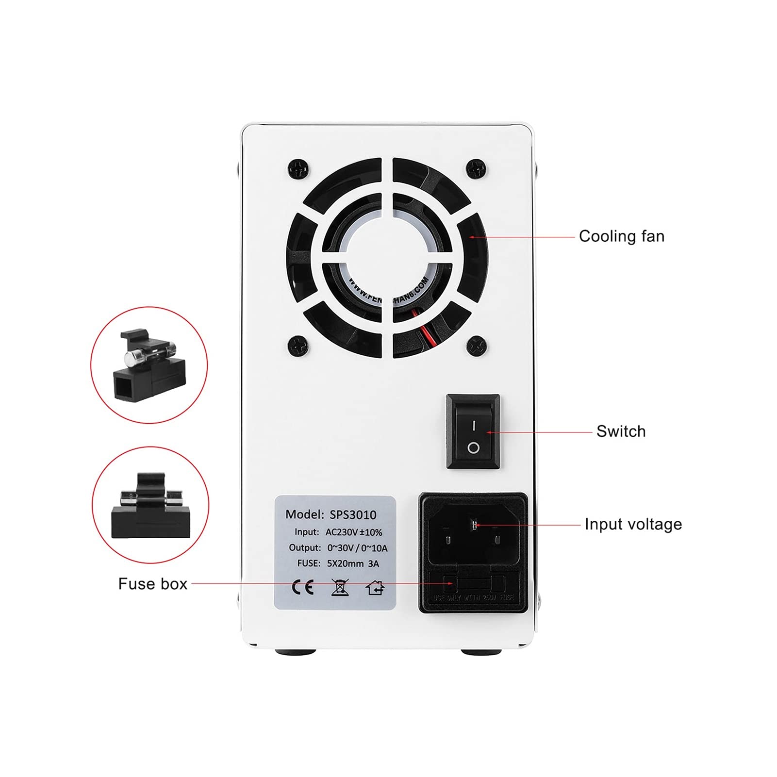 Fuente de Alimentación 12 0V 3A Voltaje de conmutación alta precisión regulada CORRIENTE CONTINUA Fuente alimentación laboratorio 3 10A 60V 5A Fuentes banco ajustable(SPS3010D)