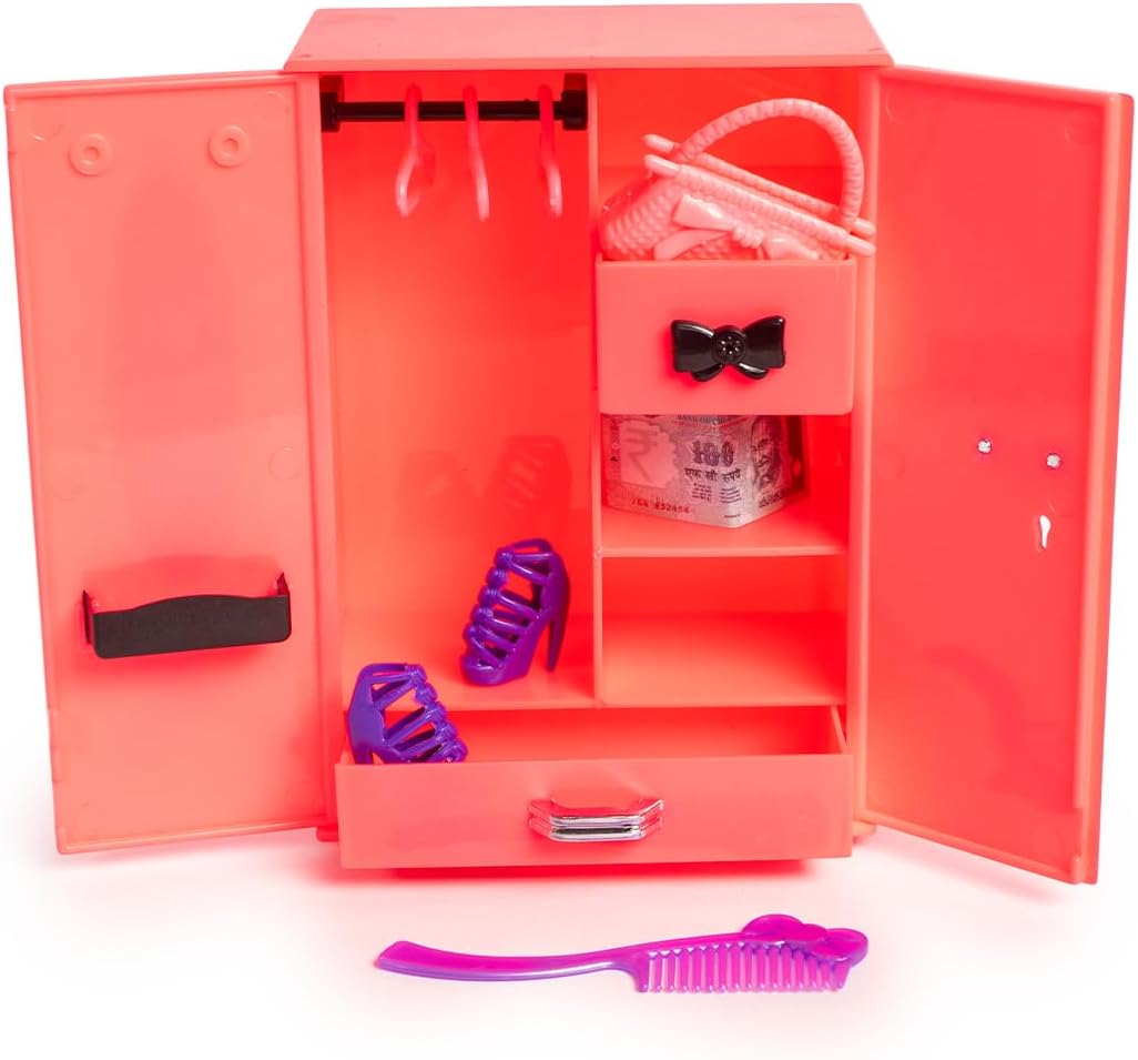 Unicorn Cupboard Storewell Wardrobe Furniture for Doll Accessories Pretend Play Role Play Toys for Kids (Assorted Colors)