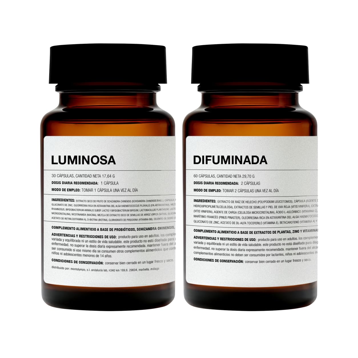 afrodite Pack Luminosa + Difuminada | Suplemento para Acné y Manchas | Probióticos 150.000M UFC + 9 Antioxidantes