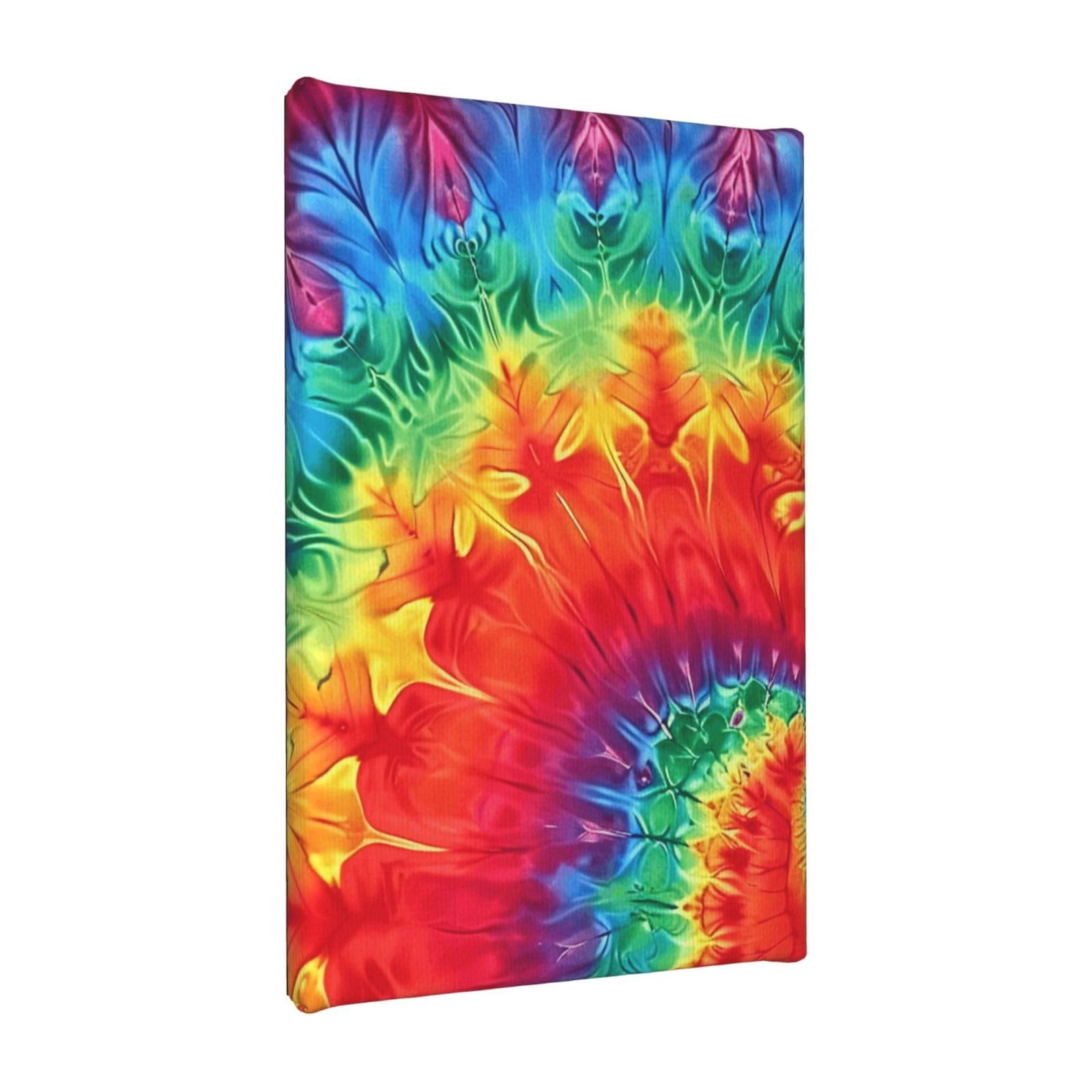 YKLJG Rainbow Tie Dye-Red Printed Wall Art Canvas Painting 20x30 CM Wooden Framed Picture Painting Artwork Prints for Bedroom Kitchen Home Office Decor