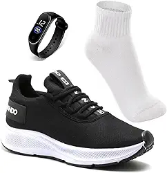 Tenis Masculino Esportivo Academia Corrida Treino Caminhada Confortavel e Leve + Relógio e Meia