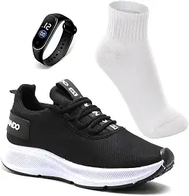 Tenis Masculino Esportivo Academia Corrida Treino Caminhada Confortavel e Leve + Relógio e Meia