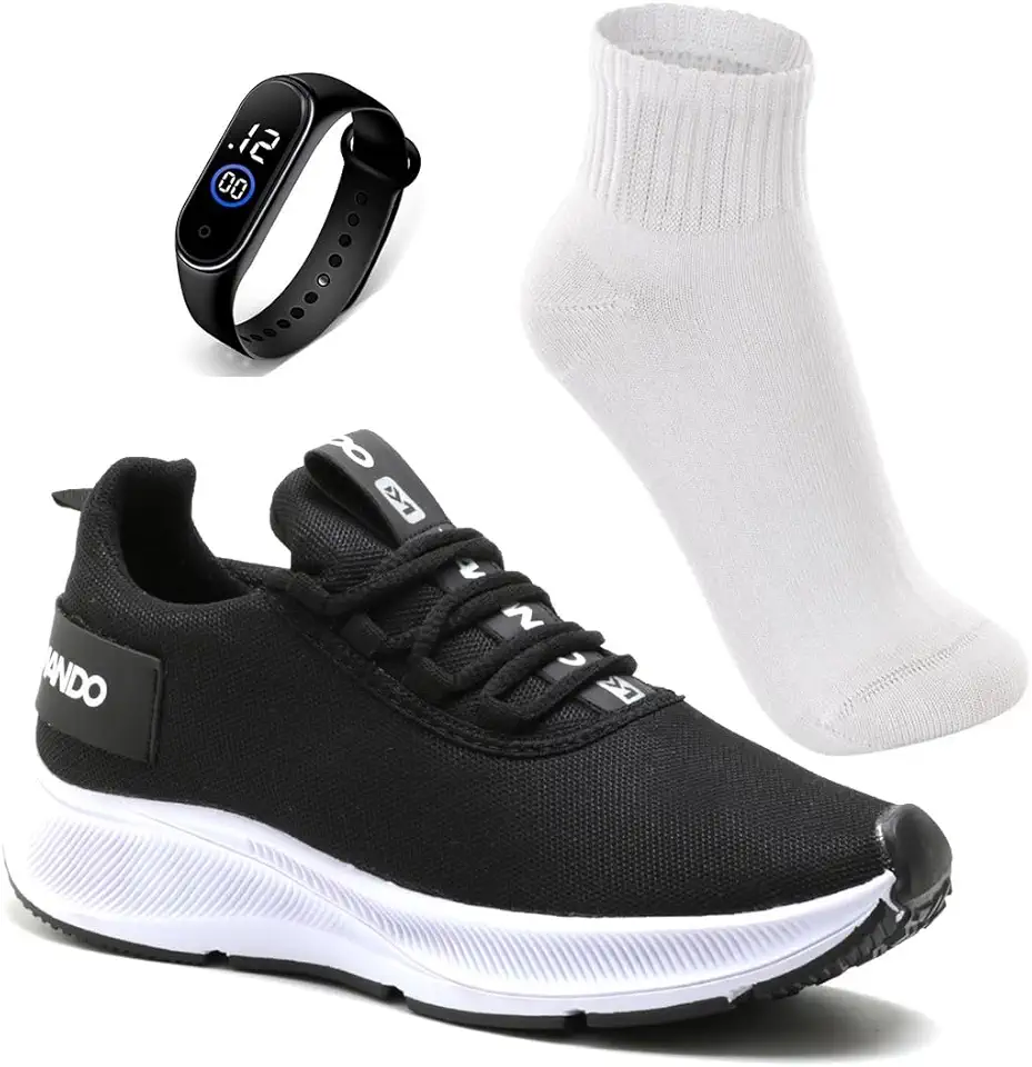 Tenis Masculino Esportivo Academia Corrida Treino Caminhada Confortavel e Leve + Relógio e Meia