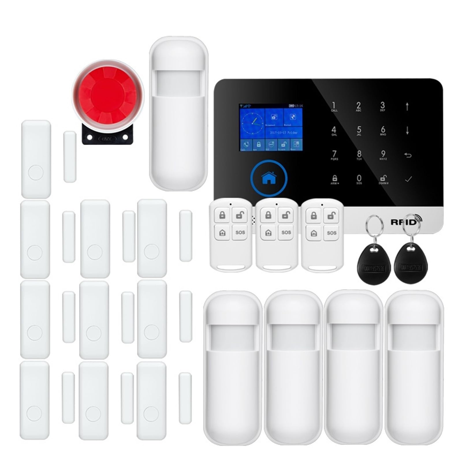 Nessun Canone Mensile Smart Alarm APP SIM GSM Home RFID Antifurto Sicurezza LCD Touch Tastiera Kit Sensore Di Allarme(W2B5 10 3)