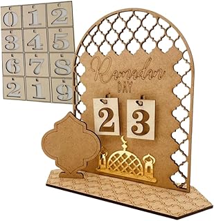 Ramadan Wooden Calendar, Ramadan Wooden Calendar, Ramadan Countdown Calendar, Eid Mubarak Wooden Countdown Calendar, Ramad-an Advent Calendar Wooden, Muslim Ramadan Party Home Decoration (C)