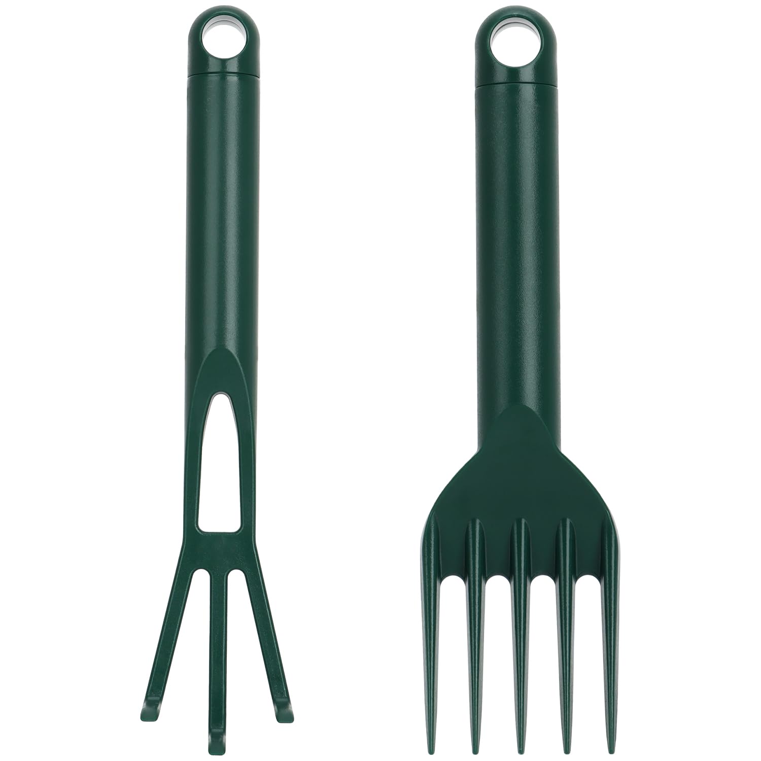 COM-FOUR® set di attrezzi da giardino da 4 pezzi in plastica robusta: cazzuola larga, cazzuola stretta, rastrello a mano e coltivatore per piante e giardinaggio (Set 1-4 pezzi)