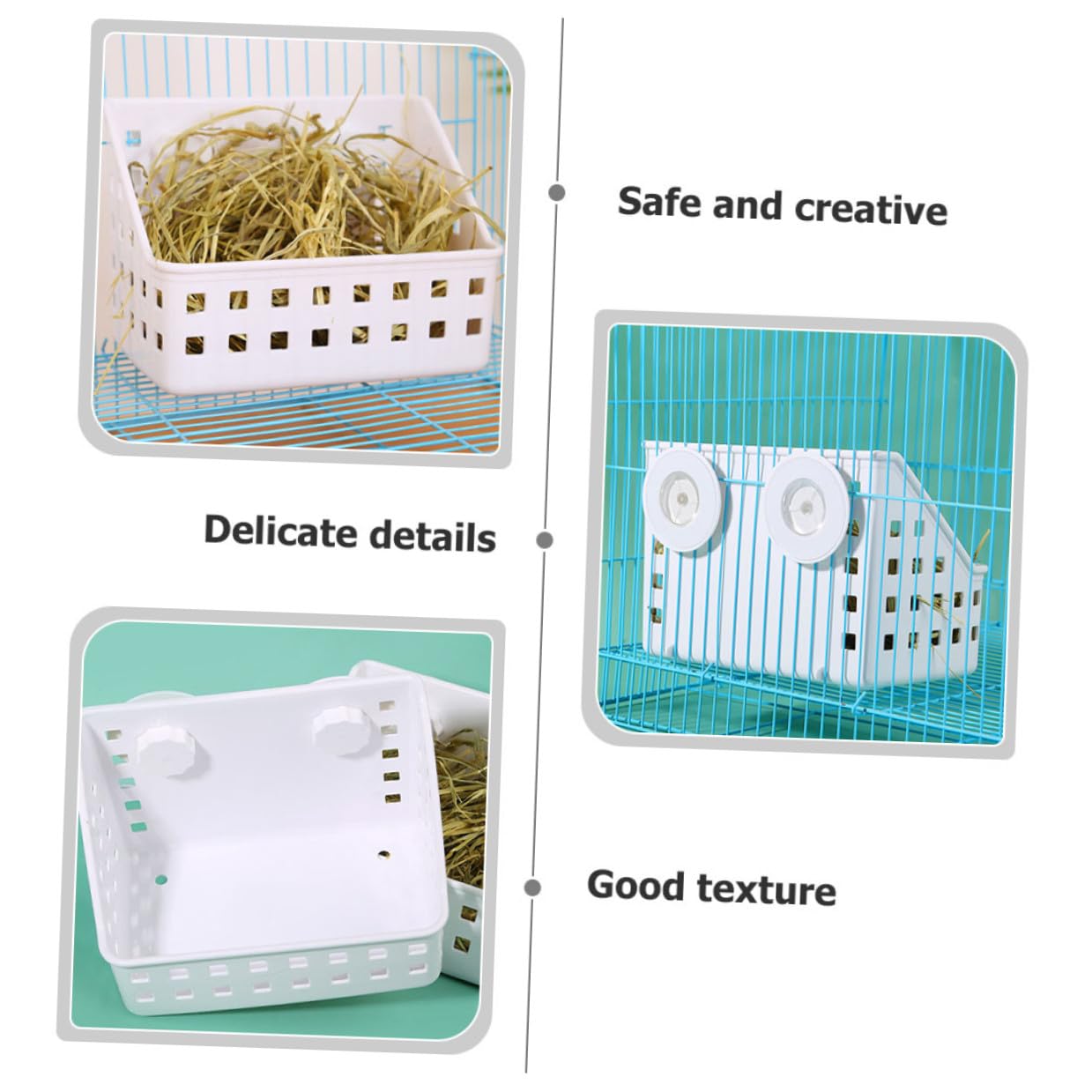 Artibetter Râteliers à Lapins en Plastique Blanc 2 Pièces, Supports à Lapins Lavables pour Cage d'animaux, Maintient Le Foin Propre et Minimise Le Gaspillage