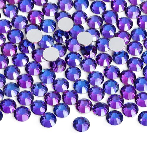 Jollin Glue Fix Crystal Flatback Rhinestones Glass Diamantes Gems for Crafting Nail Art Crafts Decorations Clothes Shoes 4.0mm (ss16 1440pcs, Purple Velvet)