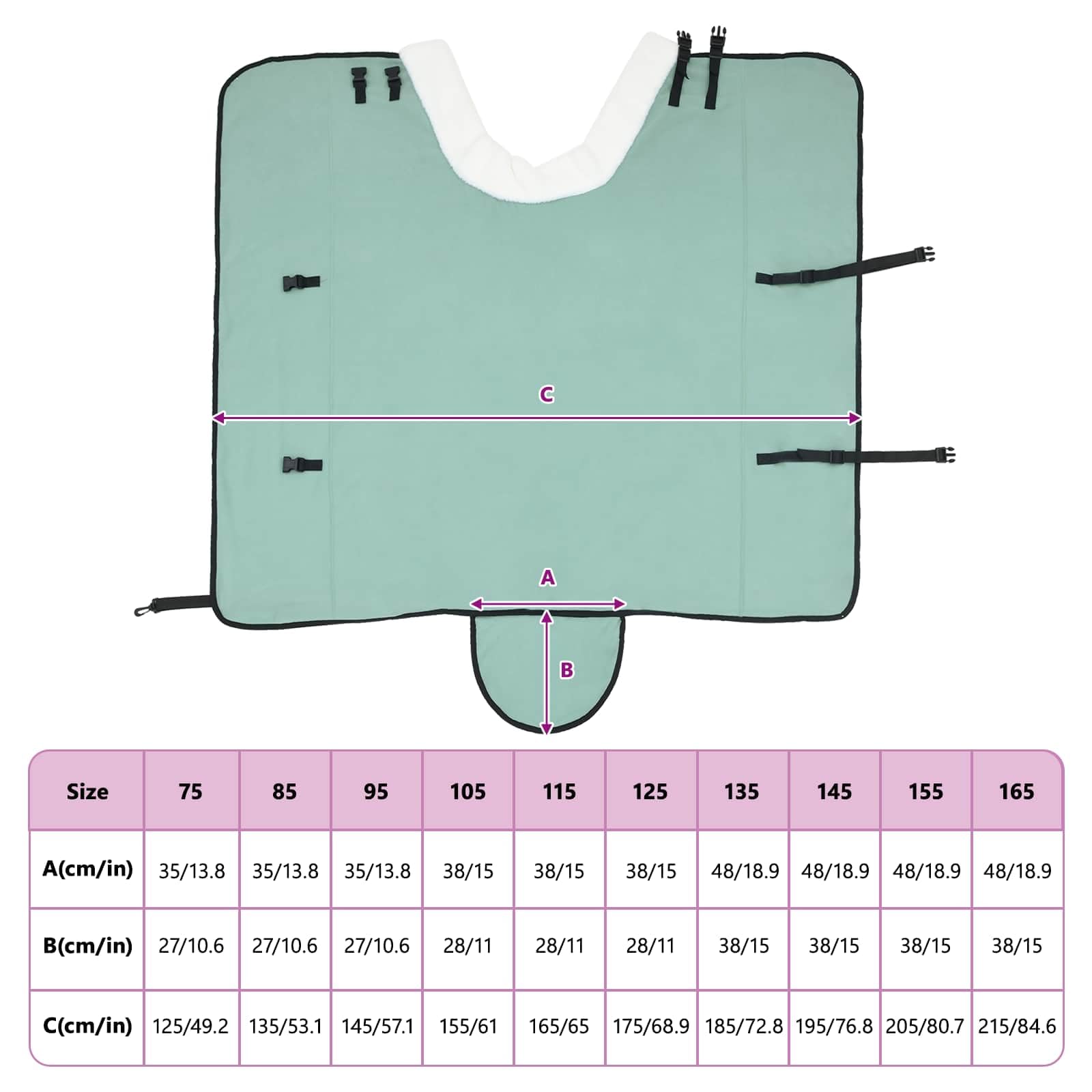 Manta para caballo verde oscuro de 135 cm, forro polar, manta de invierno con hebillas ajustables y diseño a prueba de viento para transporte de pastos, transpirable, con cinturón abdominal y