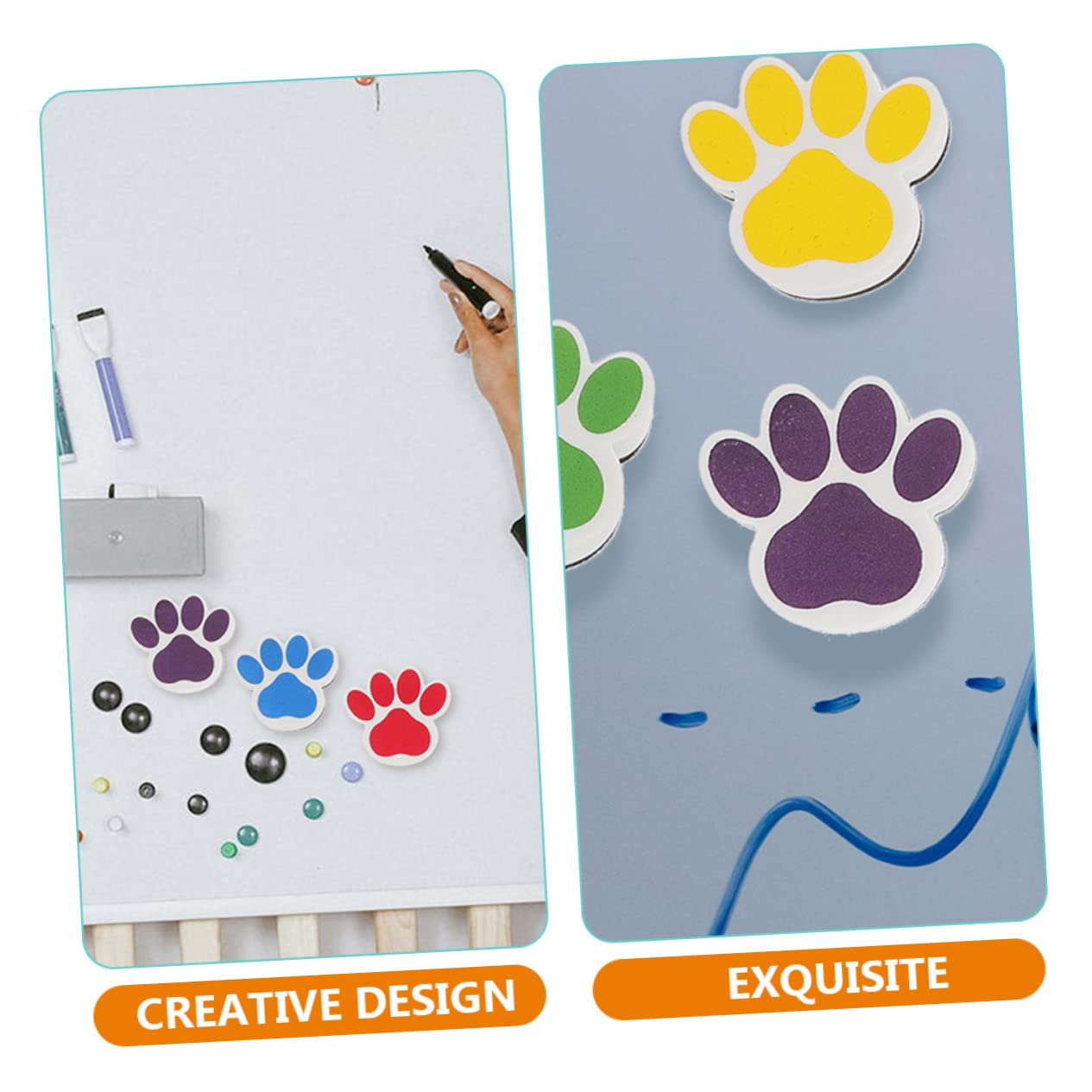 NUOBESTY 48pièces Gomme Effaçable à Sec Forme De Patte De Chat Accessoires De Tableau Scolaire Et Bureau Effaceur Magnétique Réutilisable De Chaque Pour Et Maison