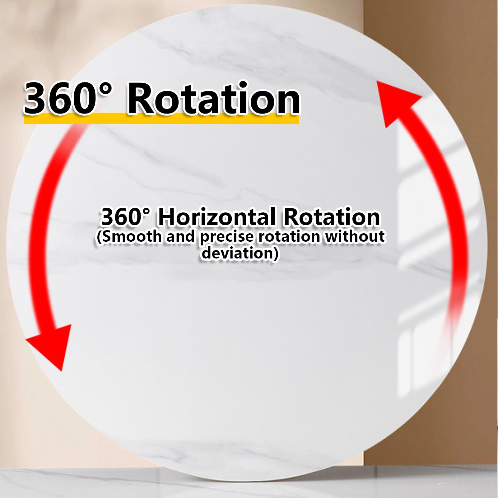 Plateau tournant en verre trempé marbré 24 pouces - Couverture de remplacement ronde DIY pour table - Rotation 360°, facile à nettoyer - Pour cuisine, salle à manger