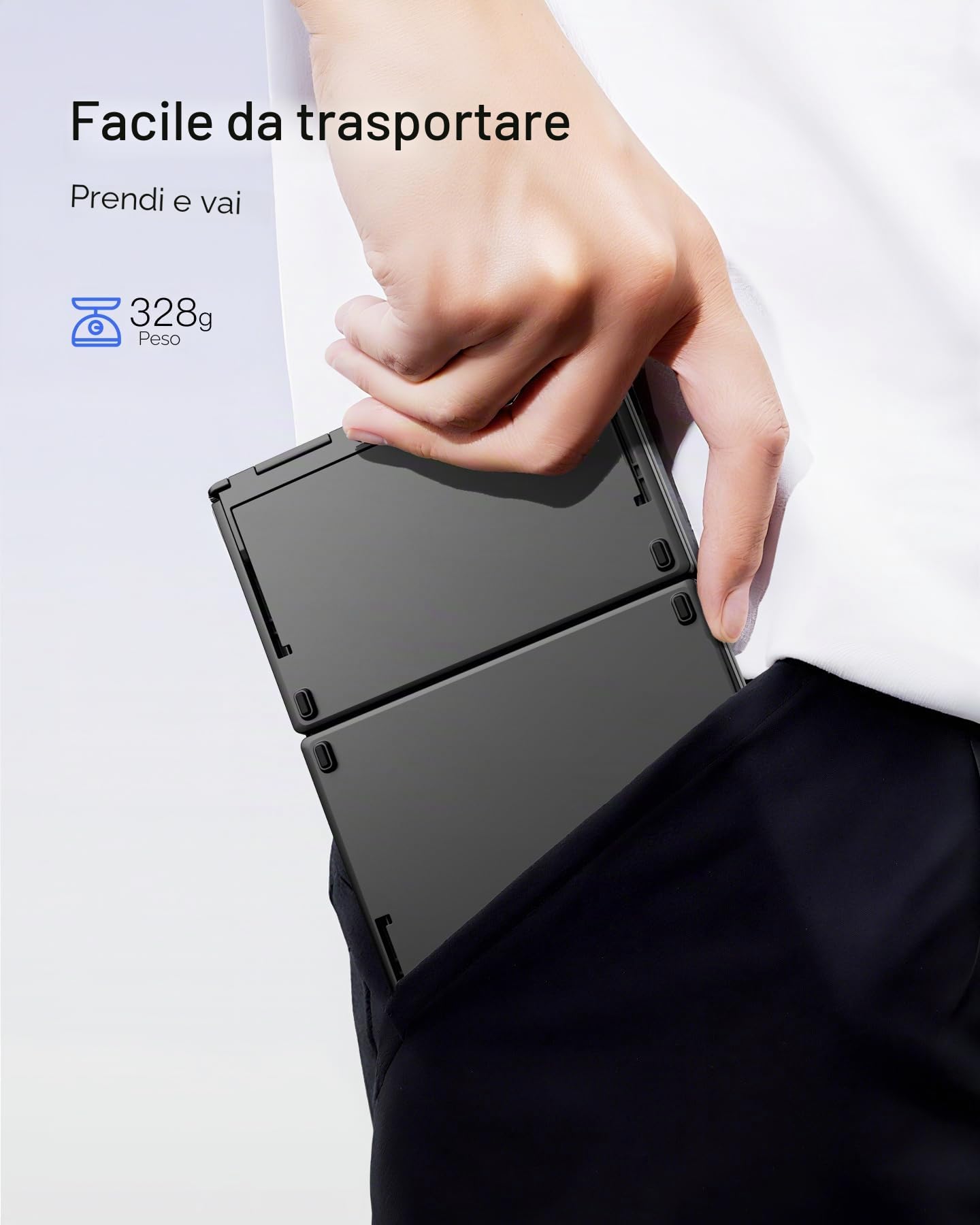 Inateck Tastiera pieghevole wireless con tastierino numerico, tastiera pieghevole Bluetooth multi-dispositivo con funzione intelligente AI, design portatile per iPad/iPhone/Android/Windows/Tablet, con