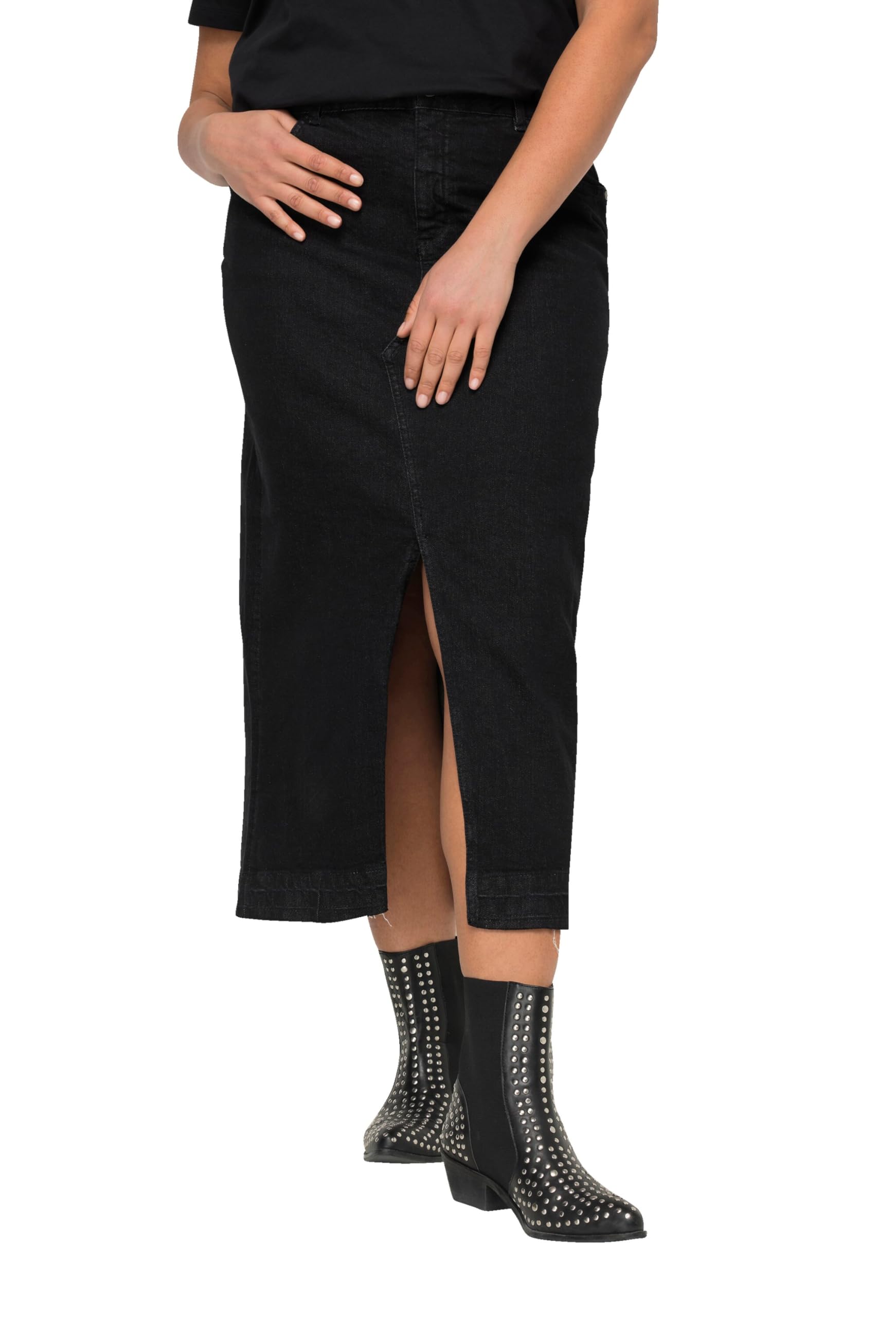 Angel of Style Damen große Größen Übergrößen Plus Size Maxi-Jeansrock, Straight Fit, 5-Pocket, Schlitz vorne 830350