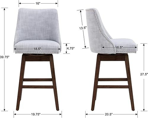 Miniatura 10 de chairus Juego de 2 sillas de bar de altura de mostrador, taburetes de bar giratorios modernos de mediados de siglo de 27 pulgadas con patas de