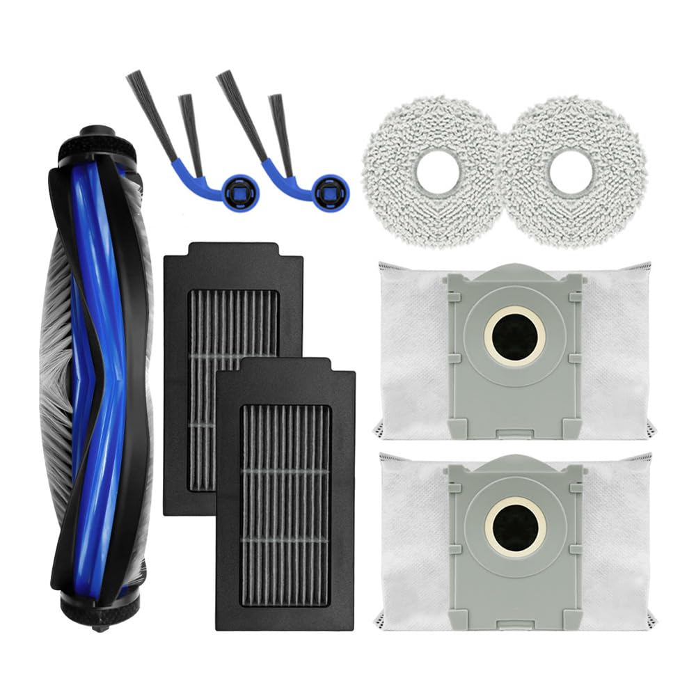 9-Piece Replacement Parts Kit Compatible with Ecovacs Deebot N50 Pro Omni Robot Vacuum, with HEPA Filters, Main Roller Brush, Side Brushes, Microfiber Mop Pads & Dust Bag-image-13
