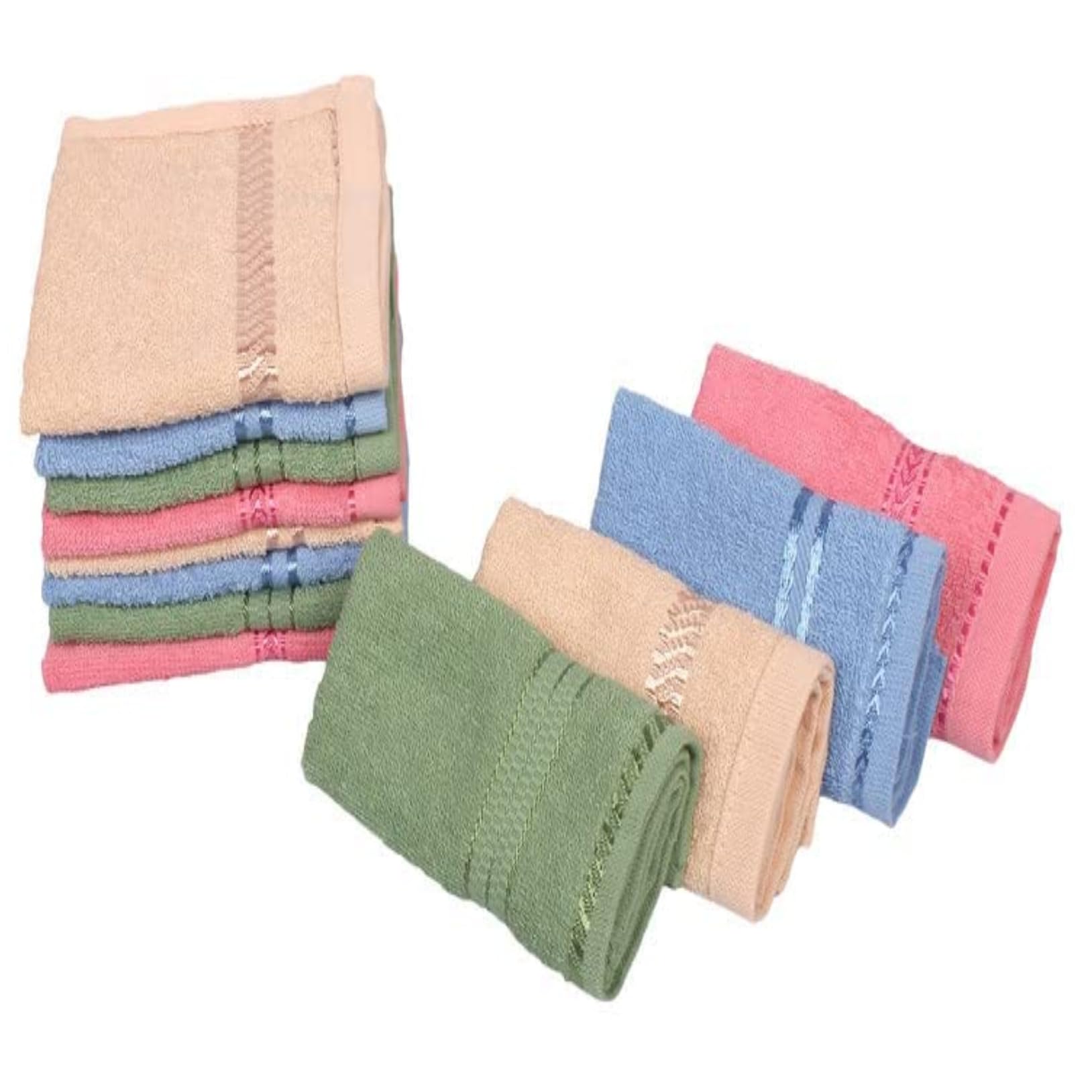 generic My E Shop 100% Cotton Plain Mini Face Towels Set of 6 - Multicolor - Ultrasoft & Absorbent Hand Napkin - Small Towel for Face Gym Spa, 10 x 10 Inches-picture-39