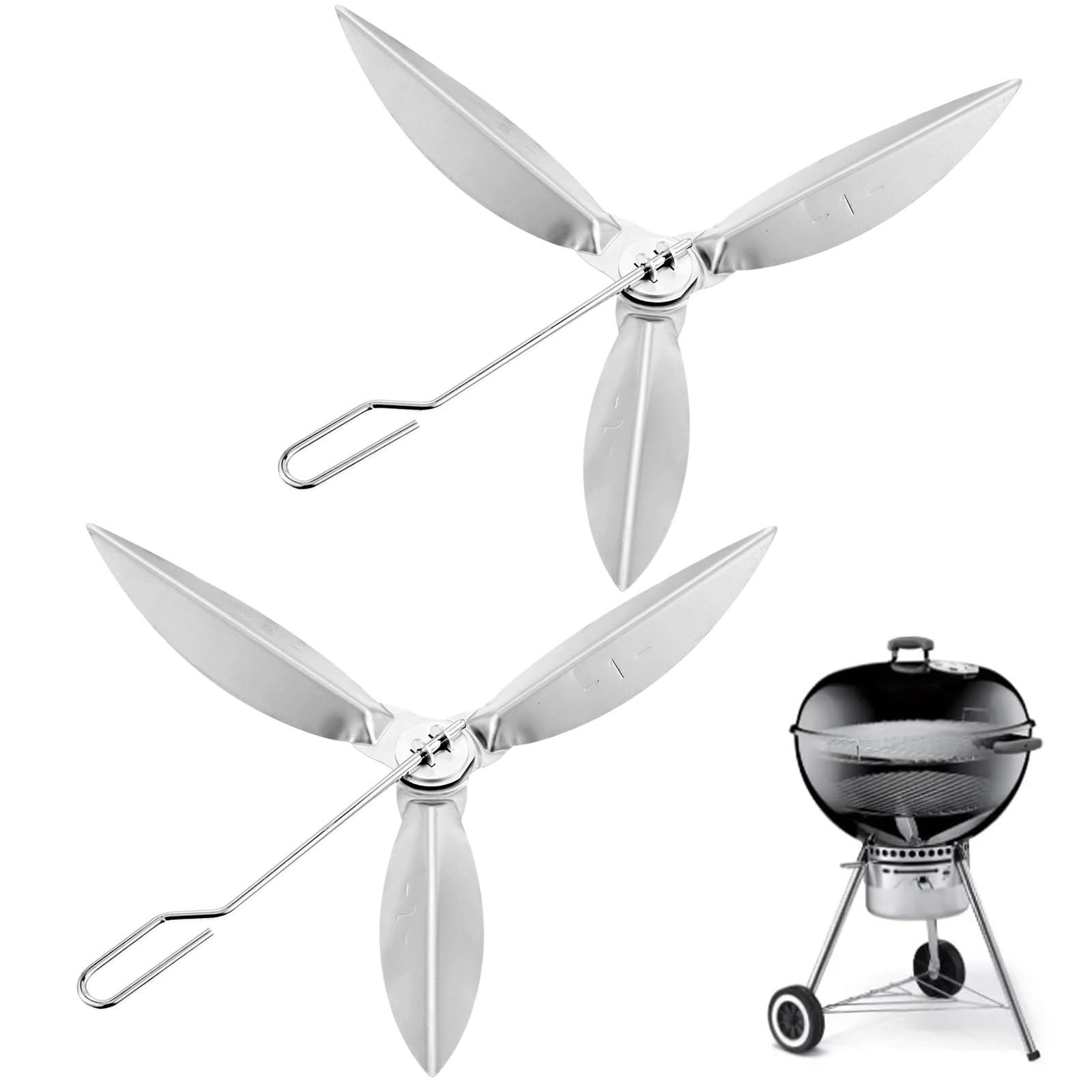 BOWAREPRO Set of 2 One-Touch Cleaning Systems 18-1/2" - 47 cm - Compatible with Weber 90992 3618 7443 307443 307408 90719 - For charcoal grill/spherical barbecue 7444 - Parts of