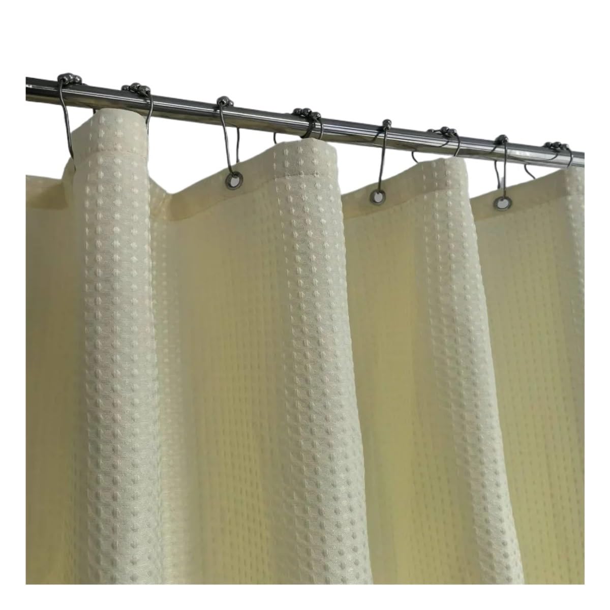 AIMANQI Fabric Shower Curtain,Cloth Bathroom,Polyester Waffle(Cream,180 * 180cm)