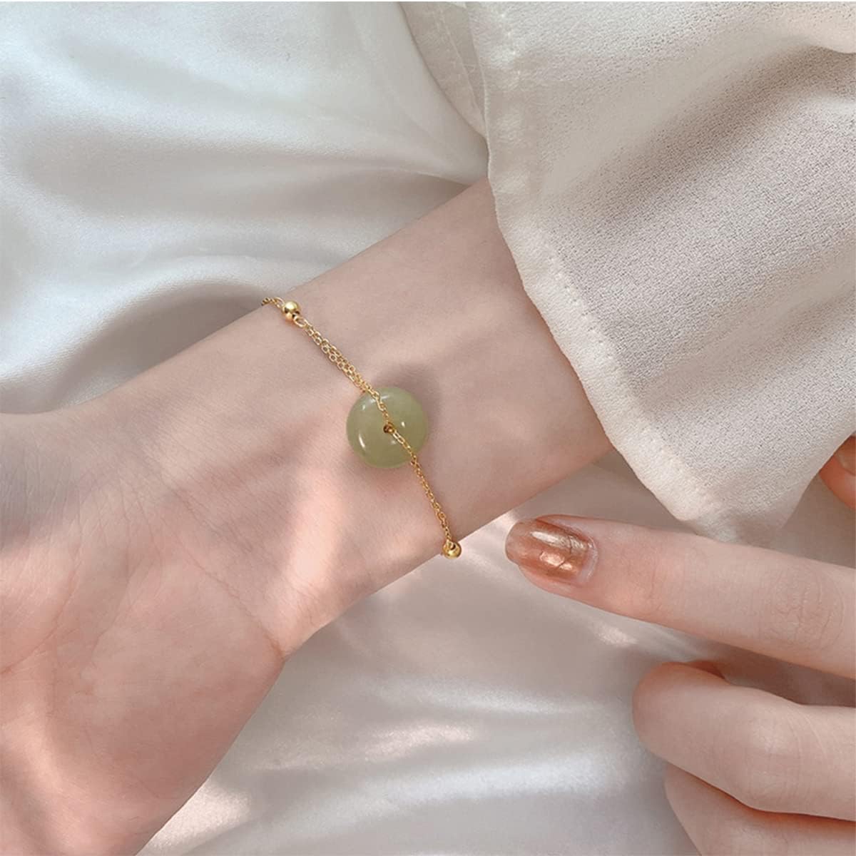 3 PCS Jade Jewelry Set for Women, Green Jade Beads Pendant Necklace, Green Donuts Drop Earrings, Ring Charm Bracelet, Gift for Mom, Wife - Image 6