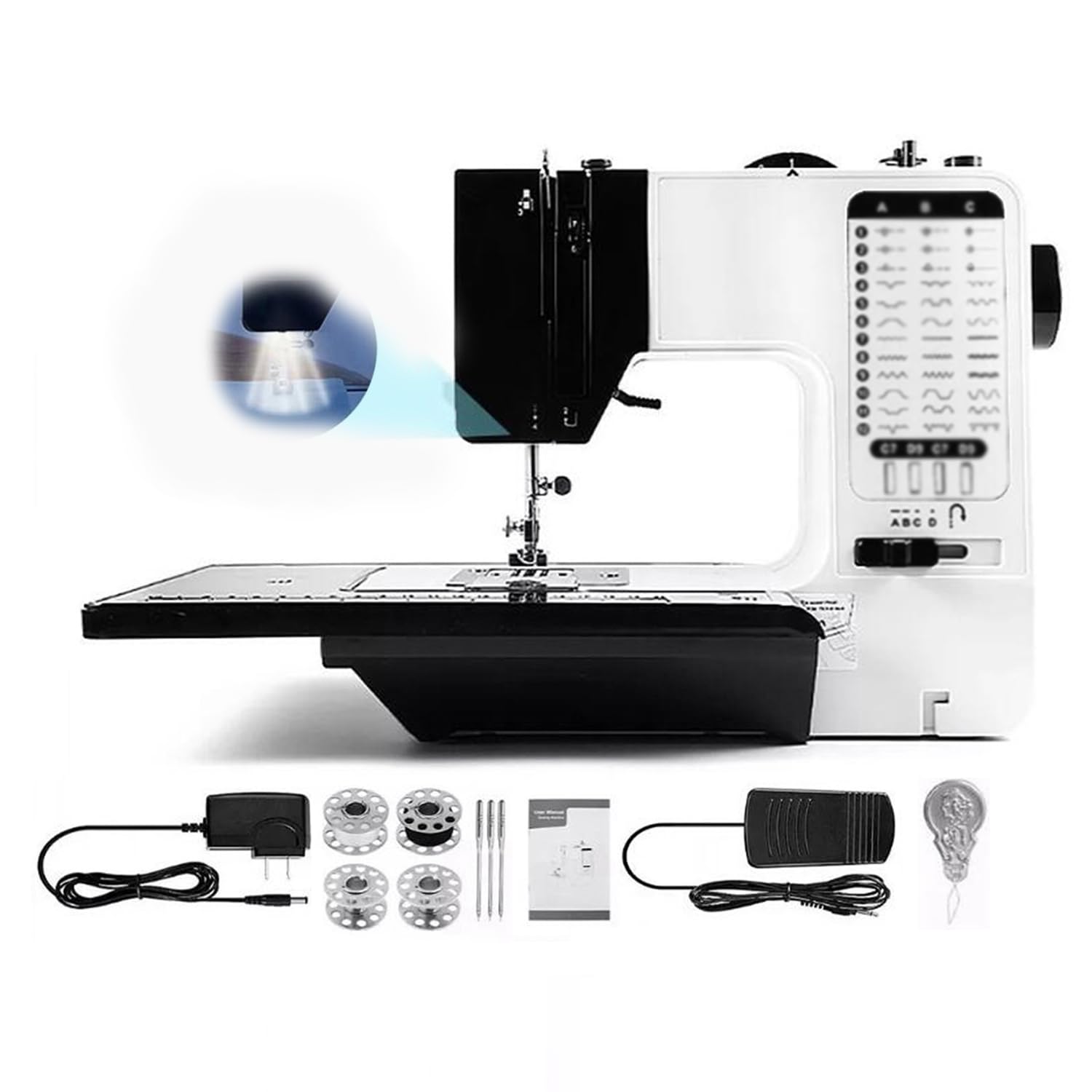 Machine a Coudre Debutant，Machine a Broder，Portable Automatique avec 38 Points Intégrés pour Débutants et Professionnels，avec Table D'extension pour les Débutants et Les Amateurs de Bricolage