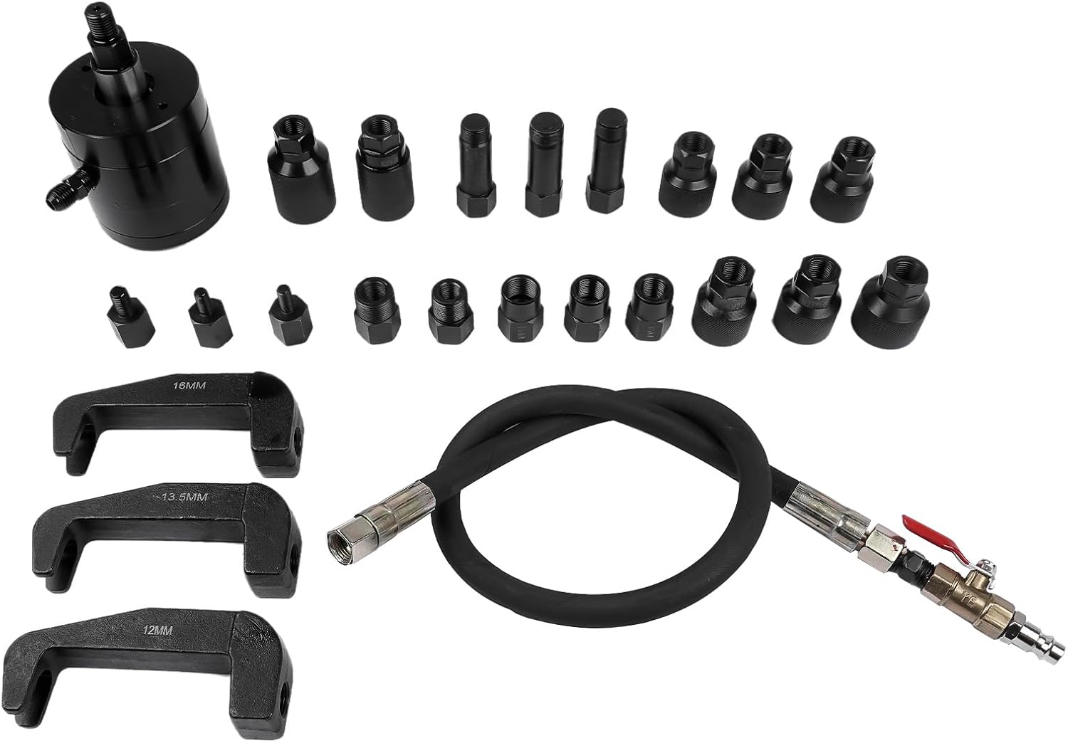 24pcs Professional Pneumatic Diesel Injector Puller Air Vibration Injector Removal Tool Kit Set Replacement for Common Rail Injectors that Have Solenoid or Screw Connections