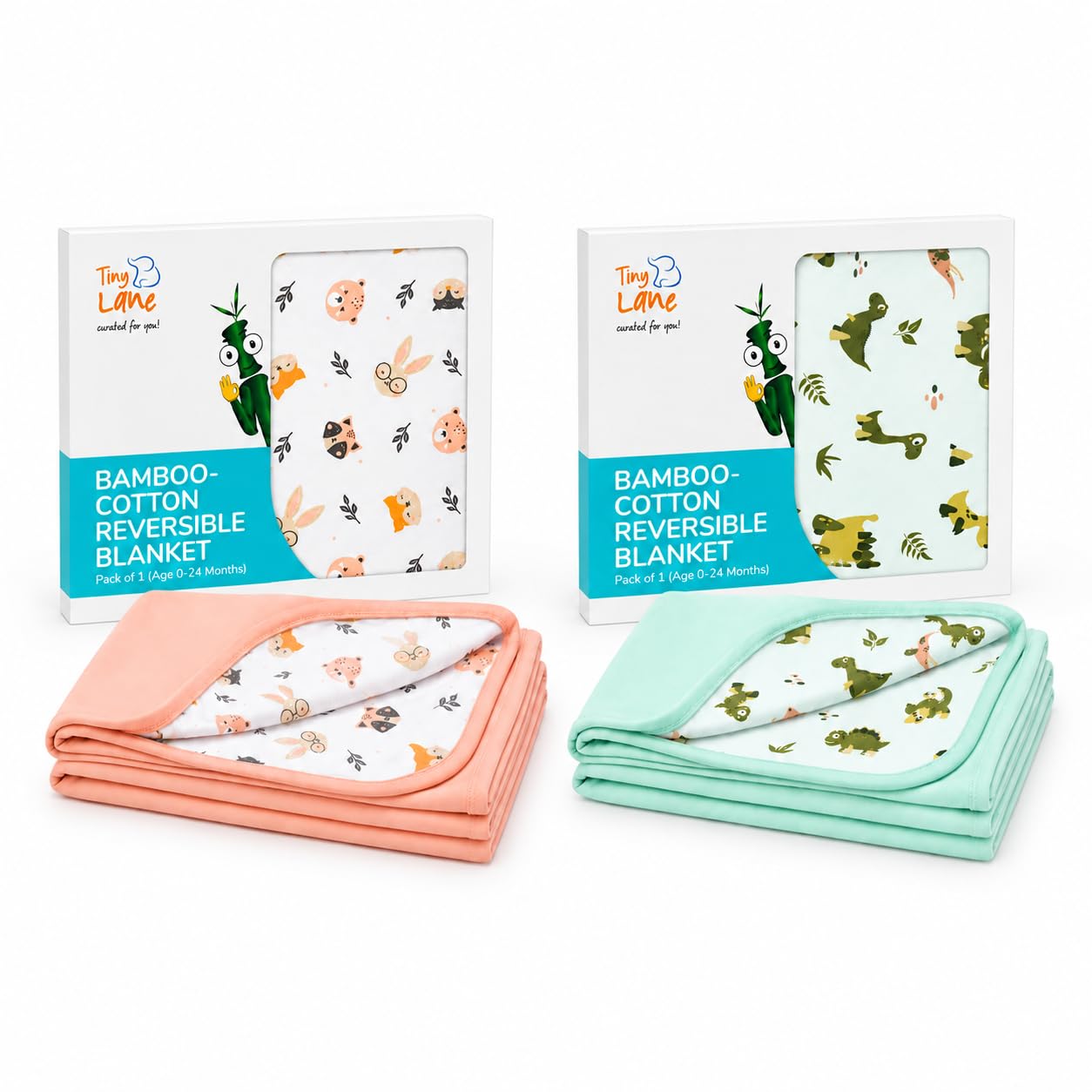 TinyLane Bamboo Baby Blankets - Pack of 2 -12