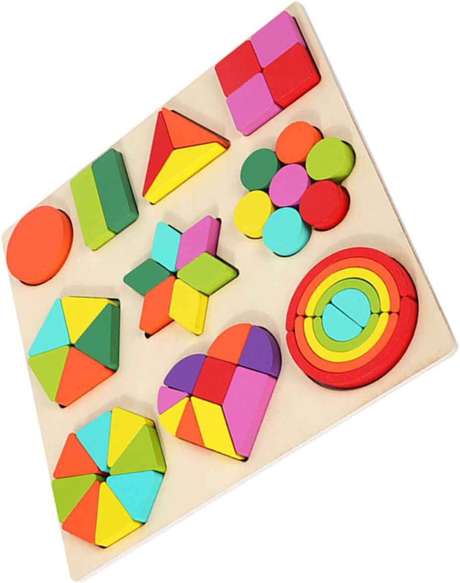 1 Set Wooden Block for Shape Cognitive Building Blocks Educational Smooth and Safe Design for Creative Learning and Parent Interaction