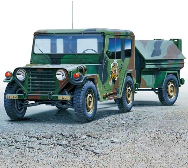 아카데미 Academy Hobby Model Kit – 1/35 M151A2 Hard Top with Trailer – Realistic Military Jeep & Accessories