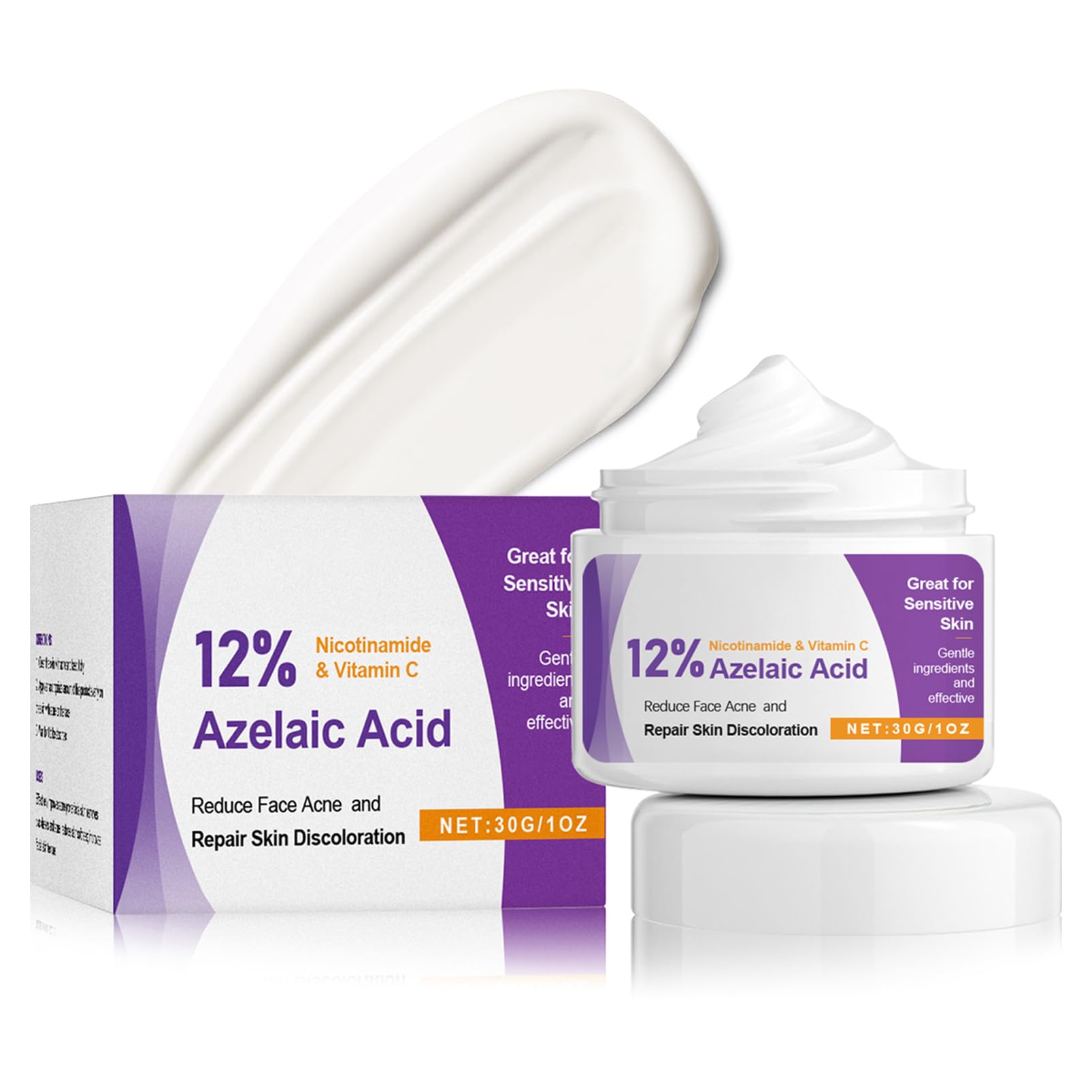 Azelaic Acid Serum, Booster 12% Azelaic Acid Cream, Hyaluronic Acid Serum & Niacinamide for Face, Facial Cream, Balance 𝗘𝘅𝗰𝗲𝘀𝘀 𝗦𝗲𝗯𝘂𝗺, Smoothing Skin and Blemish, Pore Cleansing