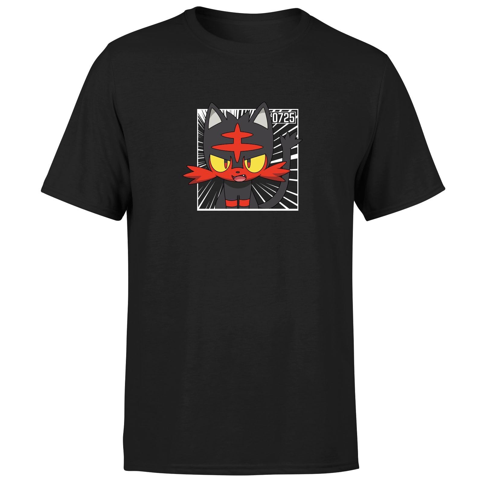 Zavvi Unisex Multi Official Pokémon Litten T-Shirt Mens Black - Xxl