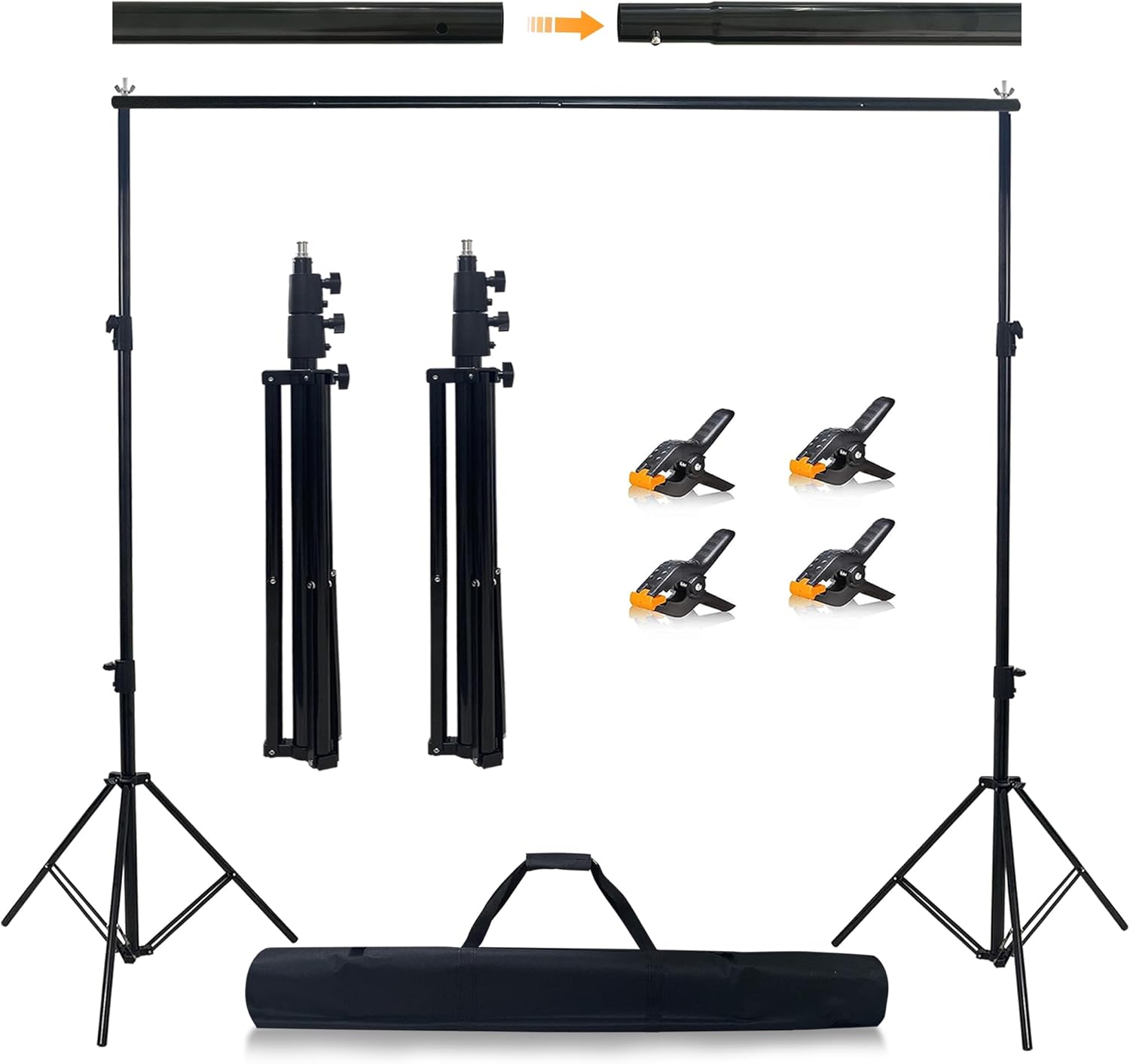 Photo Studio Backdrop Stand Support System,10'x8.5' Adjustable Backdrop Stand Kit with Backdrop Clip and Storage Tote for Portrait and Studio Photography