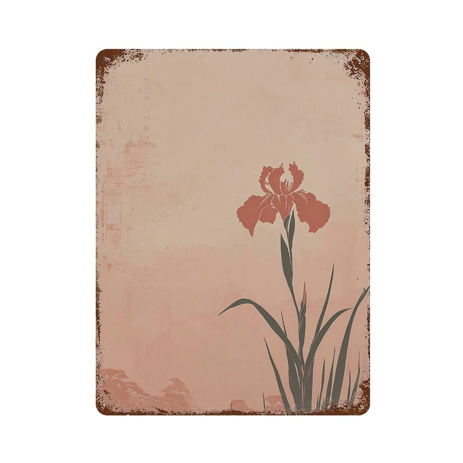 xiaoxiaoshen Japanese Iris Minimalist Botanical In Asian Style Wall Decor Art Metal Tin Poster Modern Home Decor Art Home Bar Shop Decorations Vintage Sign 40x30cm