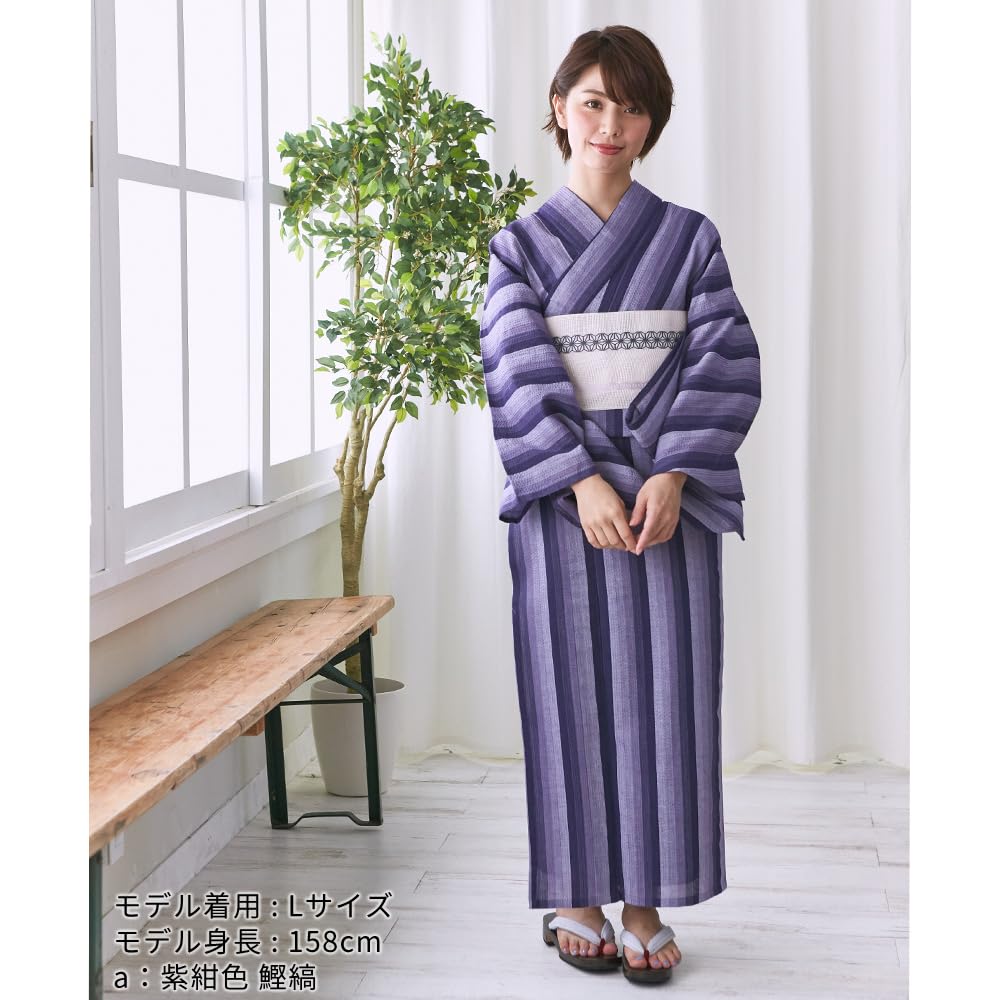 Amazon | 阿波しじら 着物 プレタ 浴衣 鰹縞 [S-L 全3色]｜阿波