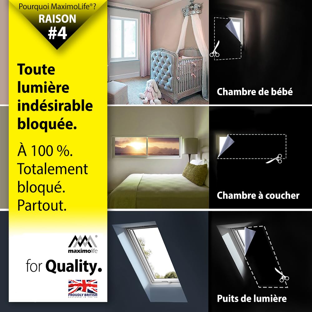 MaximoLife® Store occultant universel avec ventouses puissantes et crochet boucle robuste