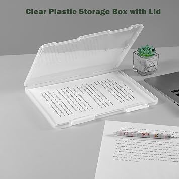 6 Pack A4 Clear Boxes Storage,Transparent Plastic Craft Storage Boxes, Clear Multi-Purpose Document Case for Document, Stationery, Craft, Certification