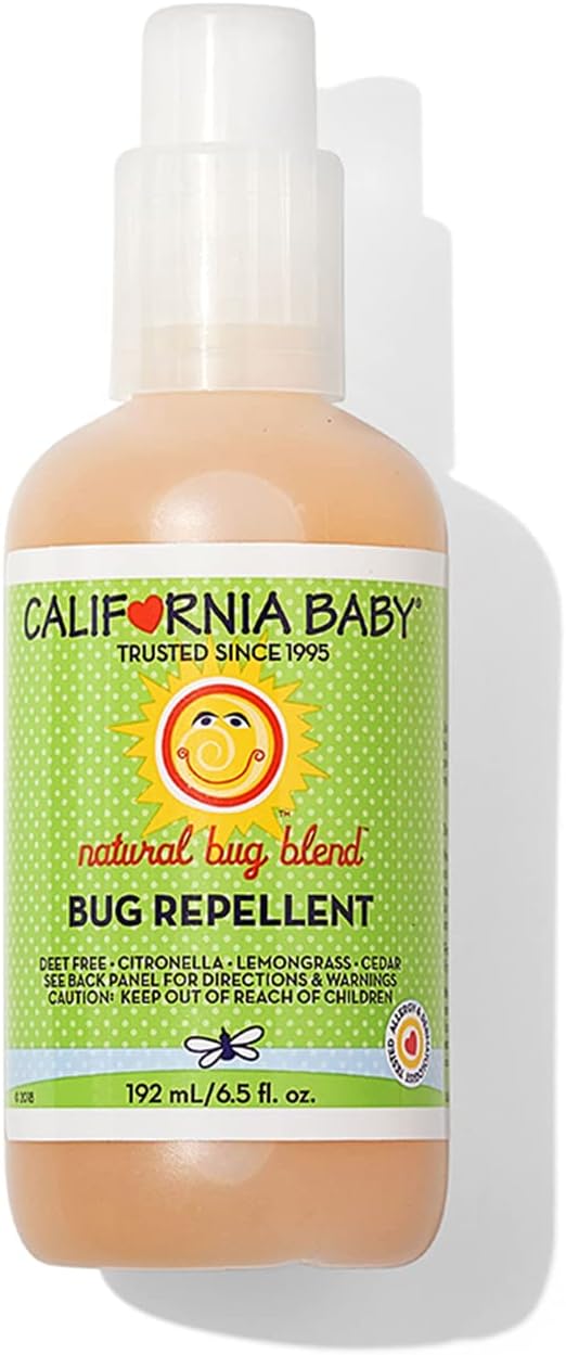California Baby Natural Bug Repellent Spray | Citronella & Lemongrass Bug Spray | DEET-Free | Repels Mosquitoes and Bugs | Allergy Friendly | Great Smell | Baby, Kids & Adult Insect Repellent Spray | 192 mL / 6.5 fl. oz.