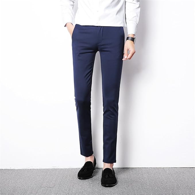 Amazon チノパン メンズ スキニー 夏 ビジネス 大きいサイズ ロングパンツ 長ズボン スリム 美シルエット テーパードパンツ カジュアル 30 ネイビー ロングパンツ 通販