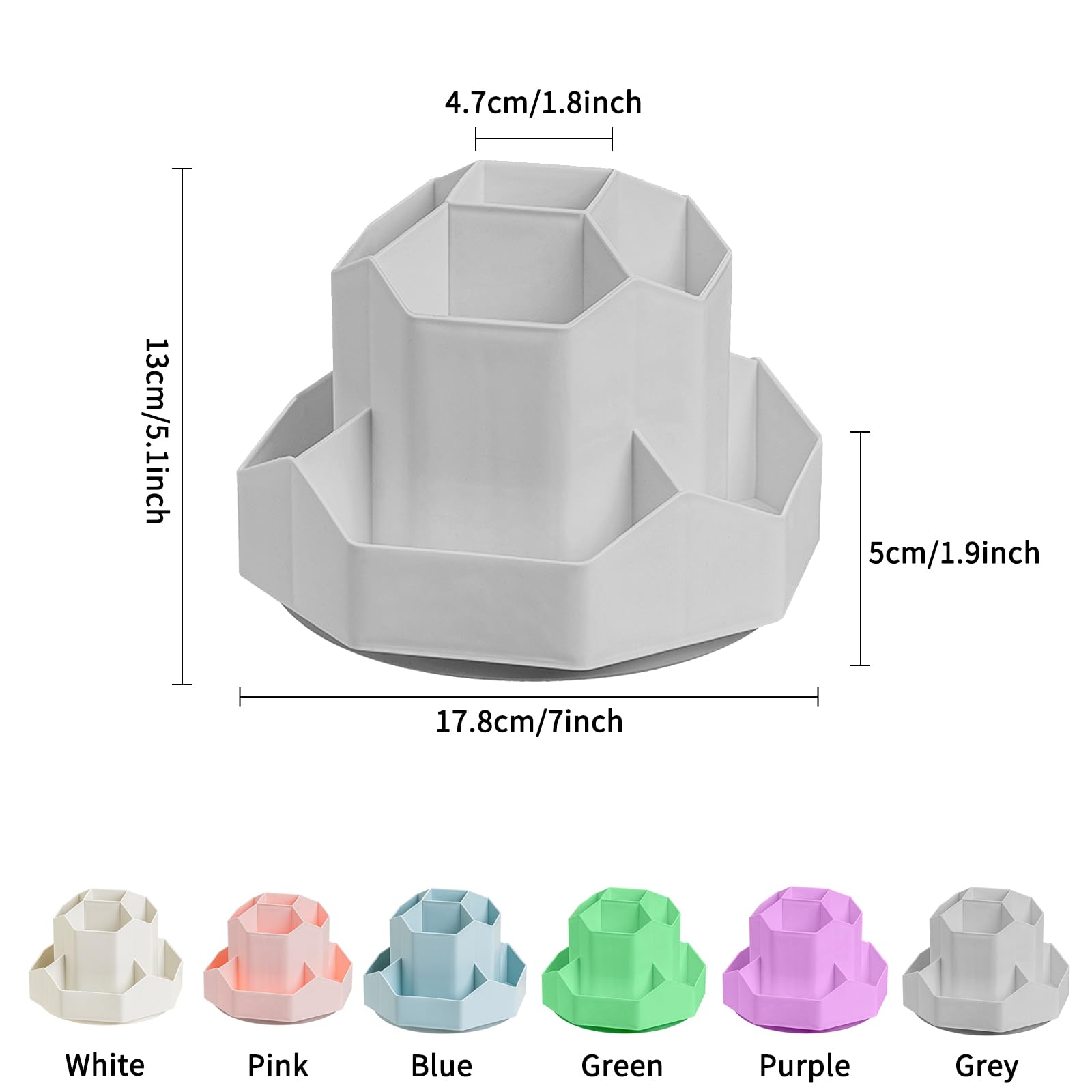 Ceysin Desk Organiser, 360 Degree Rotating Pen Pencil Holder with 9 Compartments - Image 4