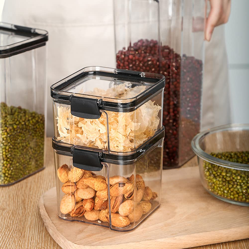 Botes Cocina, Juego de 4 Piezas de Recipiente de Botes Cocina Almacenaje de Plástico de Alimentos Sellados con Tapa, Se Utiliza para Almacenar Cereales, Pasta, Arroz, Harina