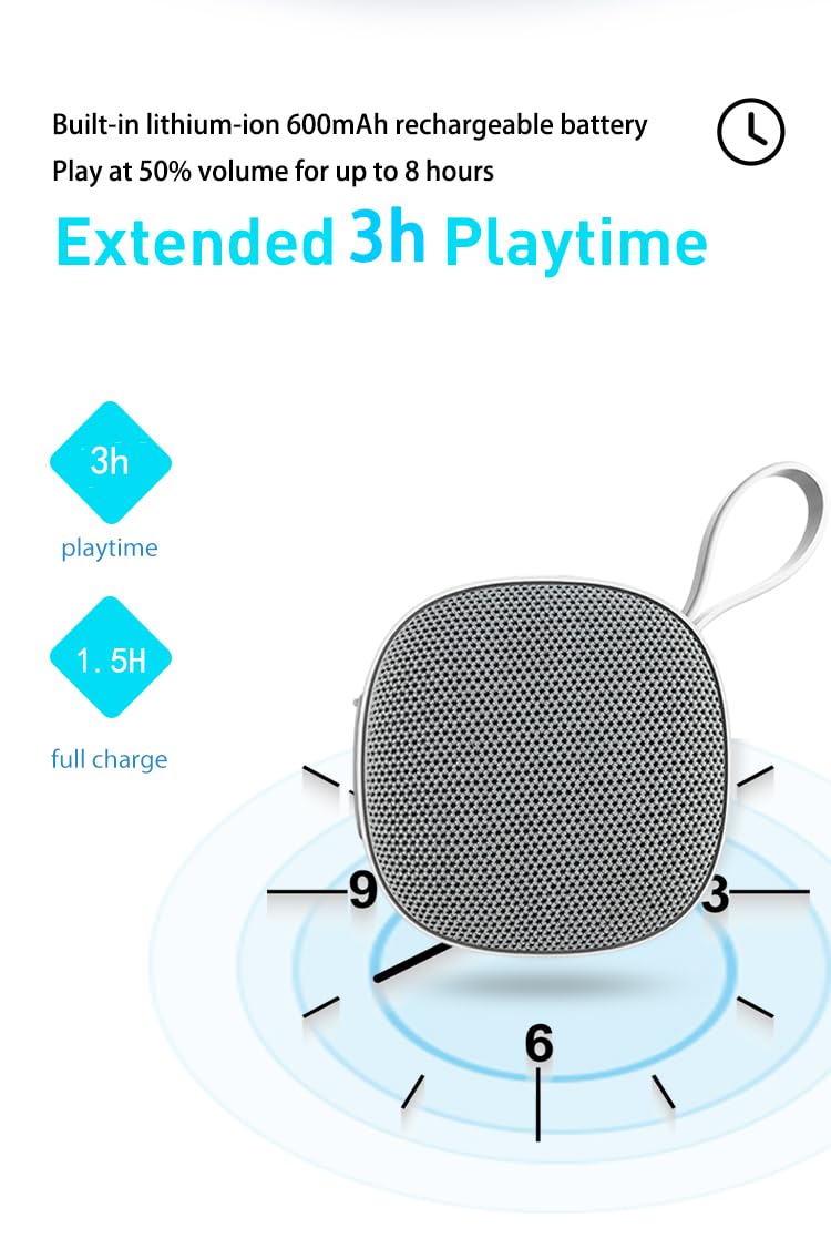 TKMARS Altavoz Bluetooth portátil, altavoz inalámbrico impermeable IPX5 con imán, Bluetooth 5.0, estéreo TWS, compatible con tarjeta TF, para exteriores, senderismo y viajes, 125 g ligero