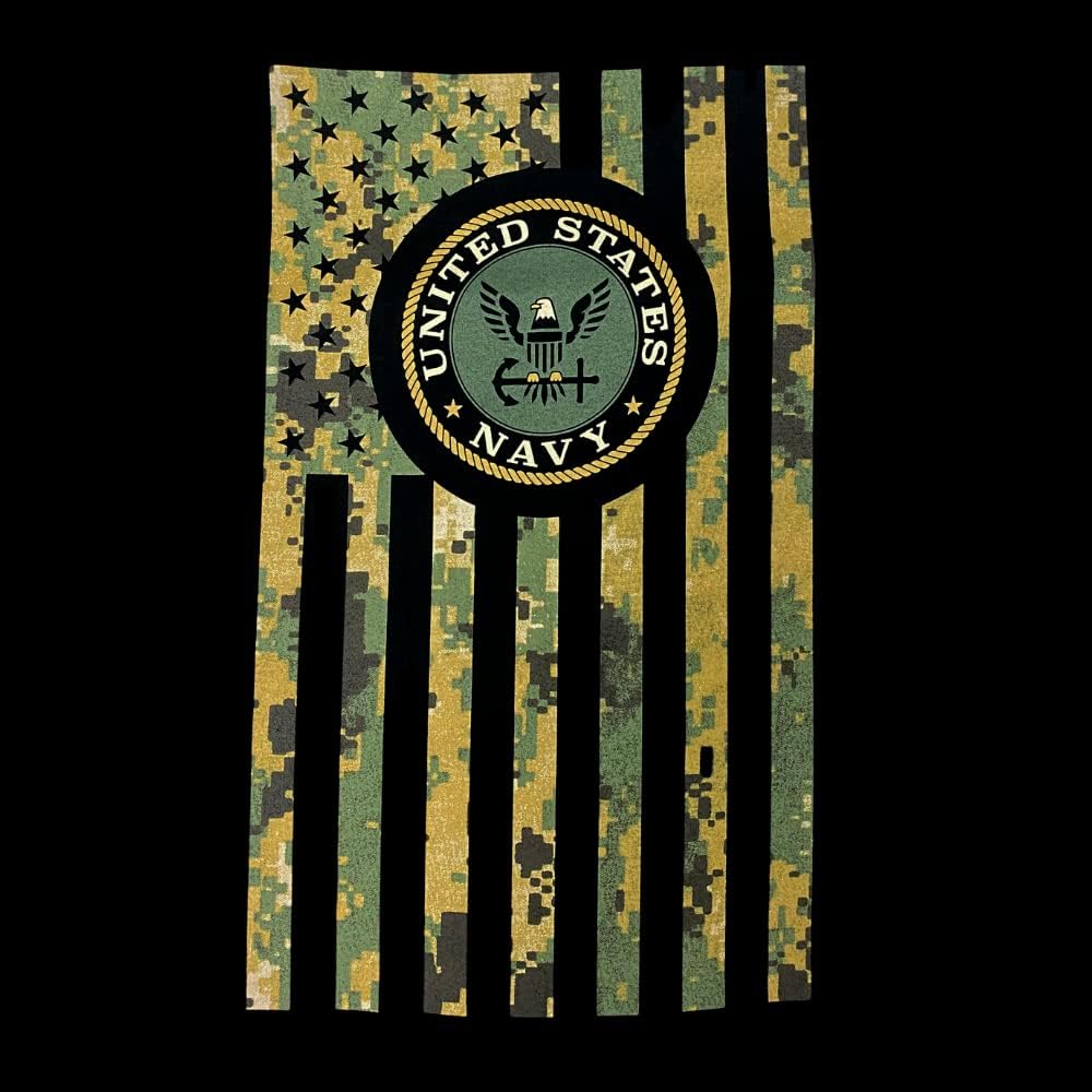 Armed Forces Gear Men's US Navy Camo Flag T-Shirt - Official Licensed United States Navy Shirts for Men (Black)