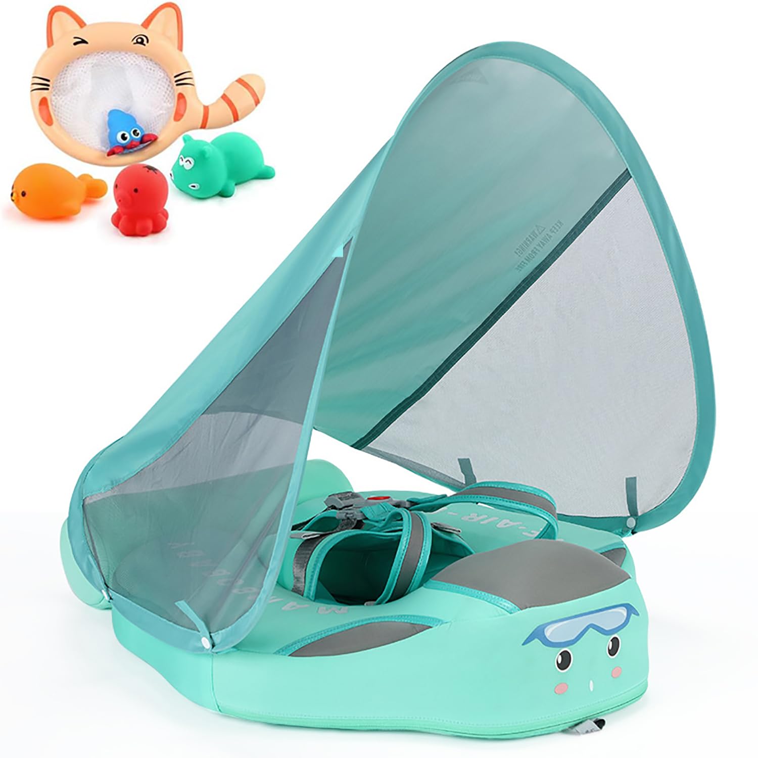 Palimpsest 2021 Newest Non-inflatable Baby Pool Float with Canopy and Solid Swimming Waist Ring