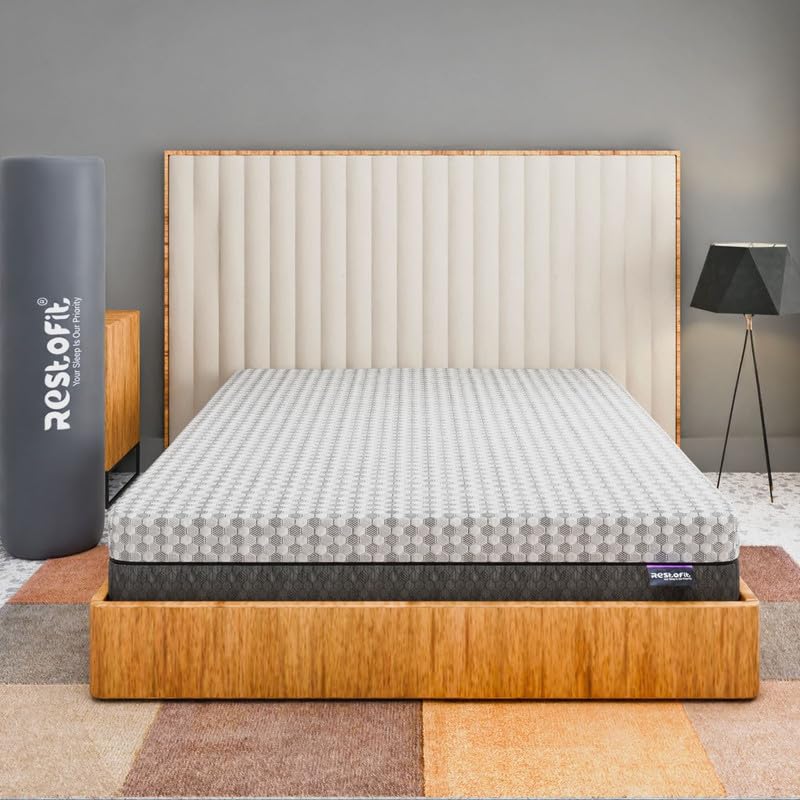 RESTOFIT 8 inch Memory Foam King Mattress (78x72) | 3-Layer Orthopedic Memory Foam for Spine Alignment & Pressure Relief | NextGen Cool-Tech Foam | Breathable Viscose Cotton Cover | 11-Year Warranty