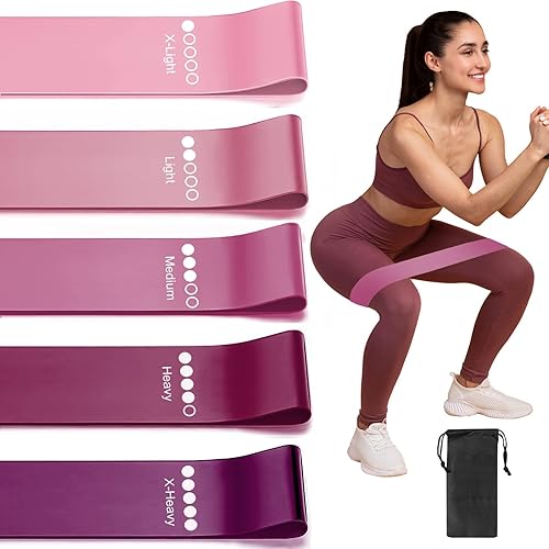 Resistance Loop Exercise Bands for Working Out, Fitness Elastic Bands, Workout Bands for Home Gym, Stretching, Yoga, Pilates, Physical Therapy (5pcs