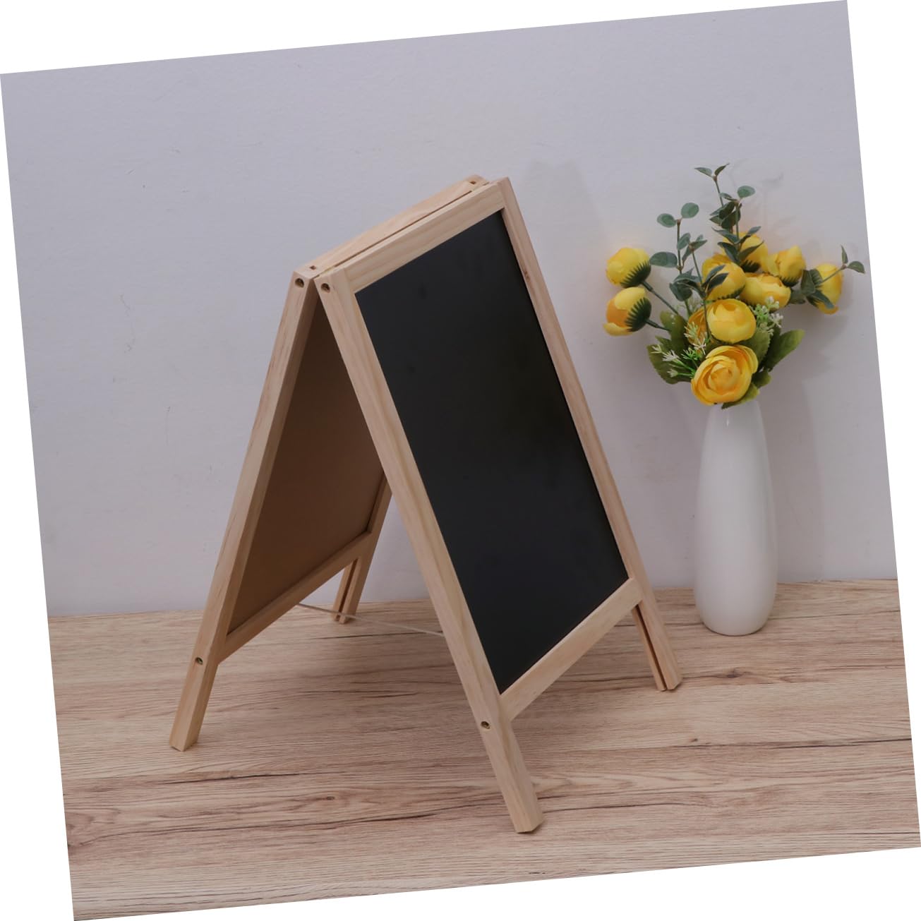 Tableau Noir Double Face 25 X 40 Cm sur Chevalet Bois Trépied Support Stable pour Comptoir de Bar et Garçon et Filles Usage Bureau Scolaire Couleur Aléatoire